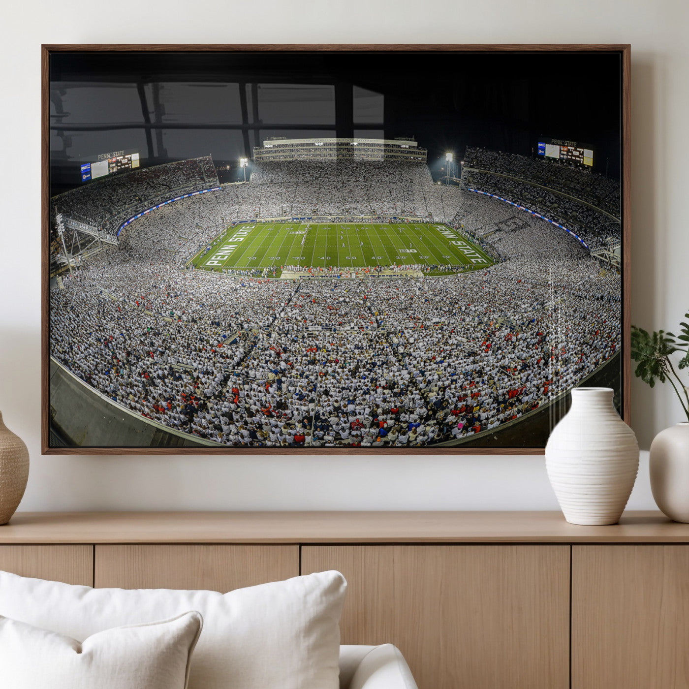 MGV-FP-60X30-3P - Beaver Stadium Night Game Triple Canvas Wall Art - Penn State Nittany Lions Football Match