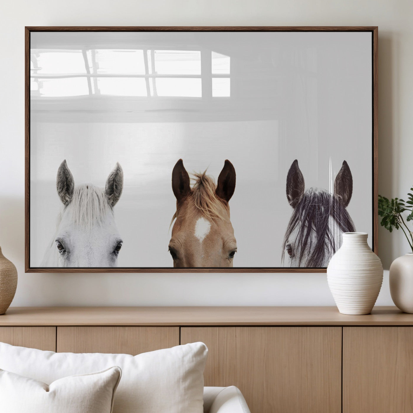 MGV-FP-36X24-3P - Horse Prints Set, Set of 3 Horse Wall Art, Horses Portraits, Farmhouse Wall Art, Farm Animals