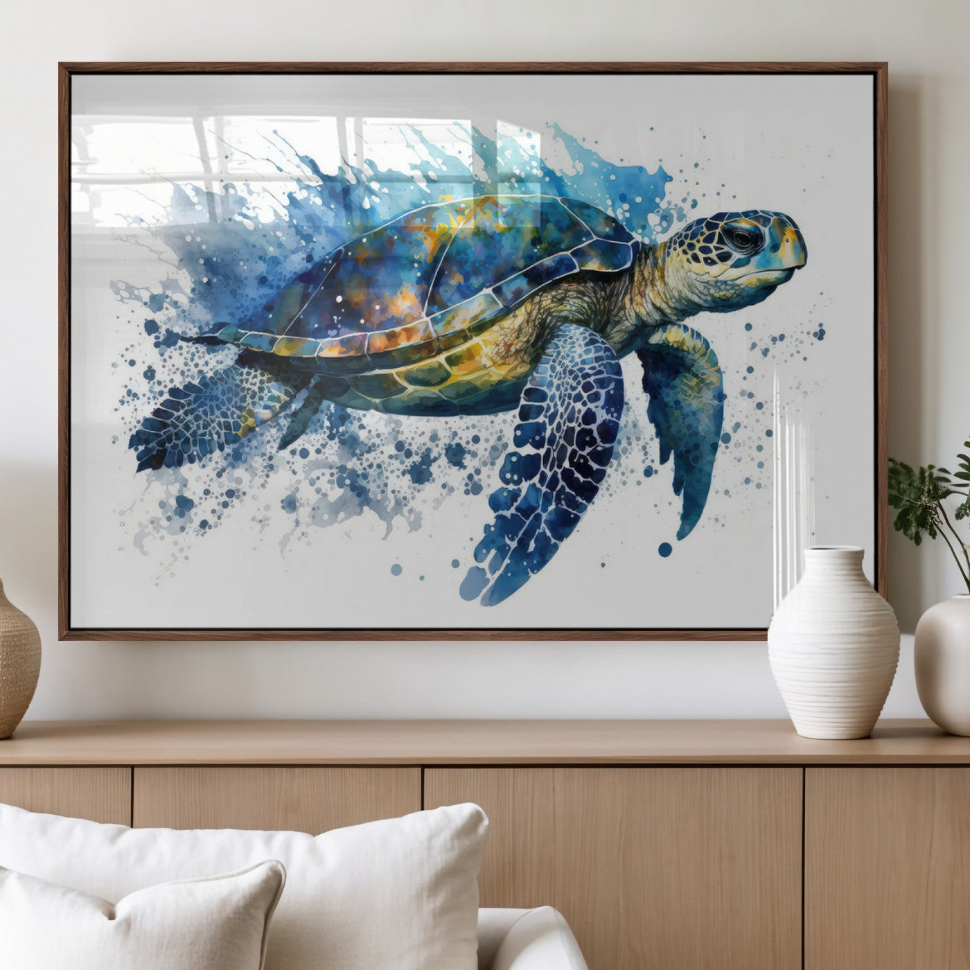 MGV-FP-60X30-3P - Watercolor Turtle Wall Art Canvas Print for Decoration