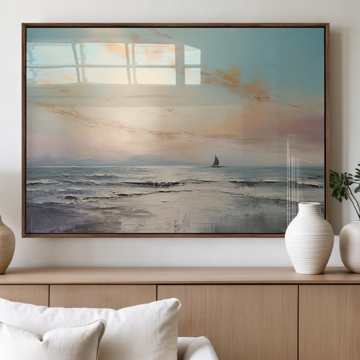 MGV-FP-60X30-3P - Abstract Ocean Wall Art -  Boat Wall Art Canvas Print