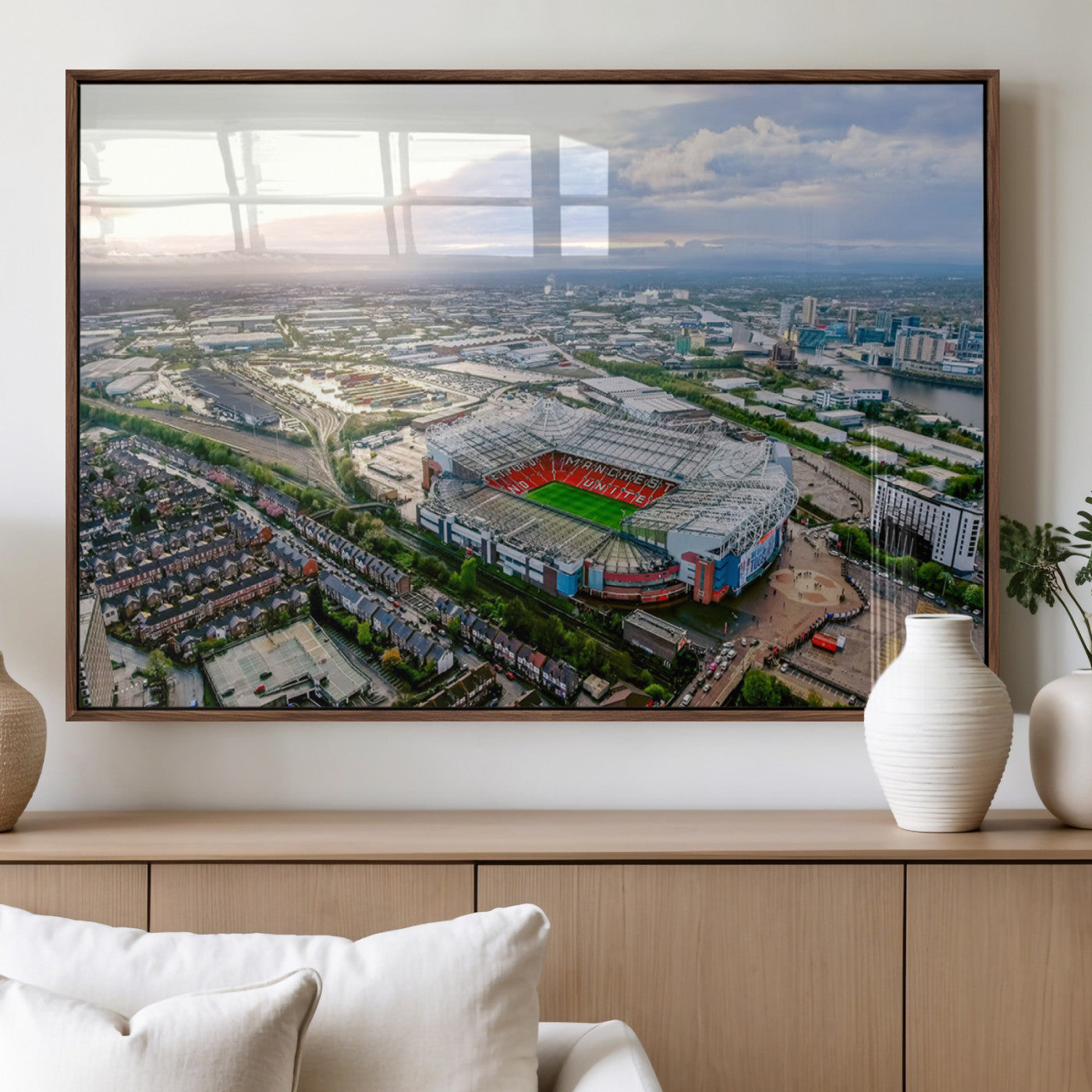 MGV-FP-60X30-3P - Old Trafford Manchester United Stadium Wall Art Canvas Print - Aerial View Stadium, Old Trafford