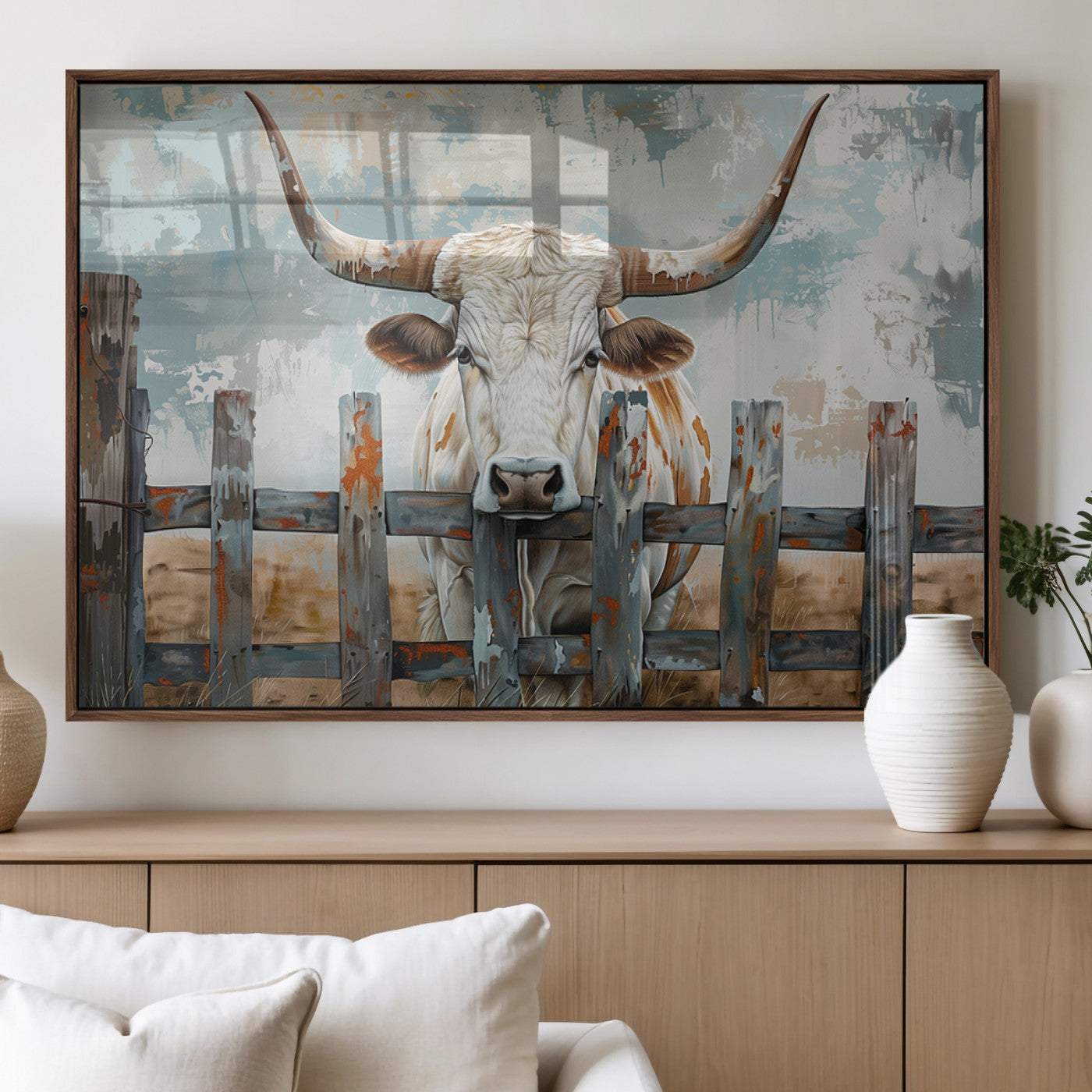 MGV-FP-60X30-3P - Vintage Cow Wall Art Canvas Print for Farmhouse Wall Decor Theme, Cattle Wall Art Print