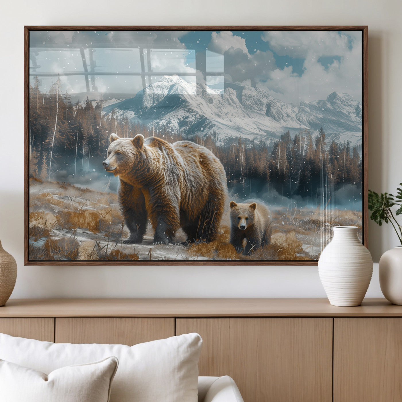 MGV-FP-60X30-3P - Bear and Baby Bear Wall Art Canvas Print