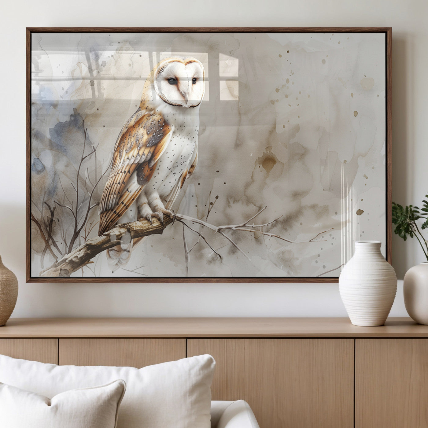 MGV-FP-60X30-3P - Barn Owl Wall Art | Watercolor Canvas Print | Perfect for Farmhouse Wall Decor | Ready to Hang