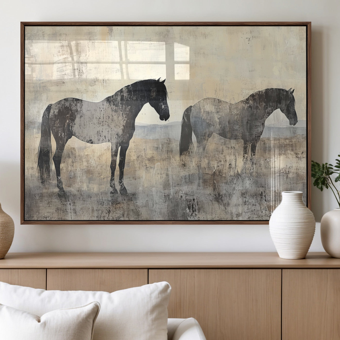 MGV-FP-60X30-3P - Vintage Horses Wall Art Canvas Print