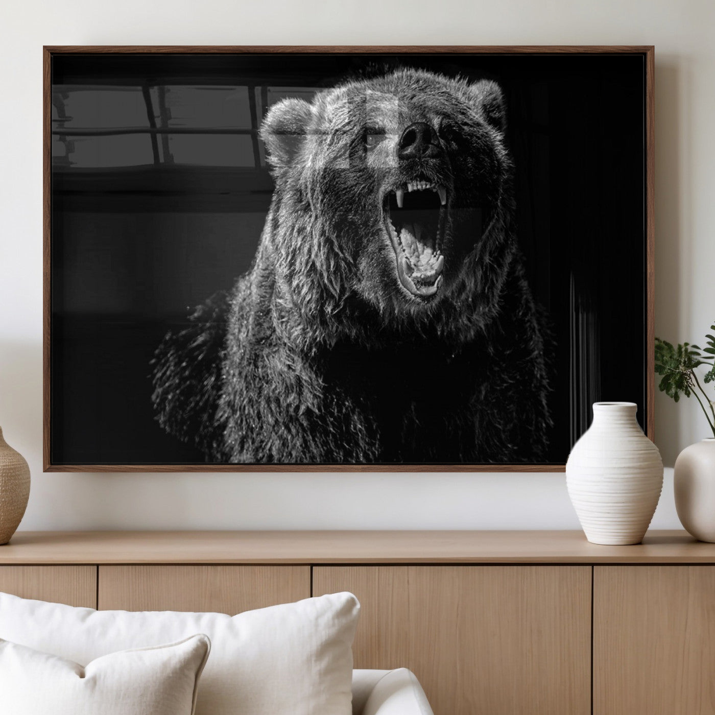 MGV-FP-60X30-3P - Bear Canvas Print | Wildlife Wall Art for Cabin Decor | Ready to Hang Framed