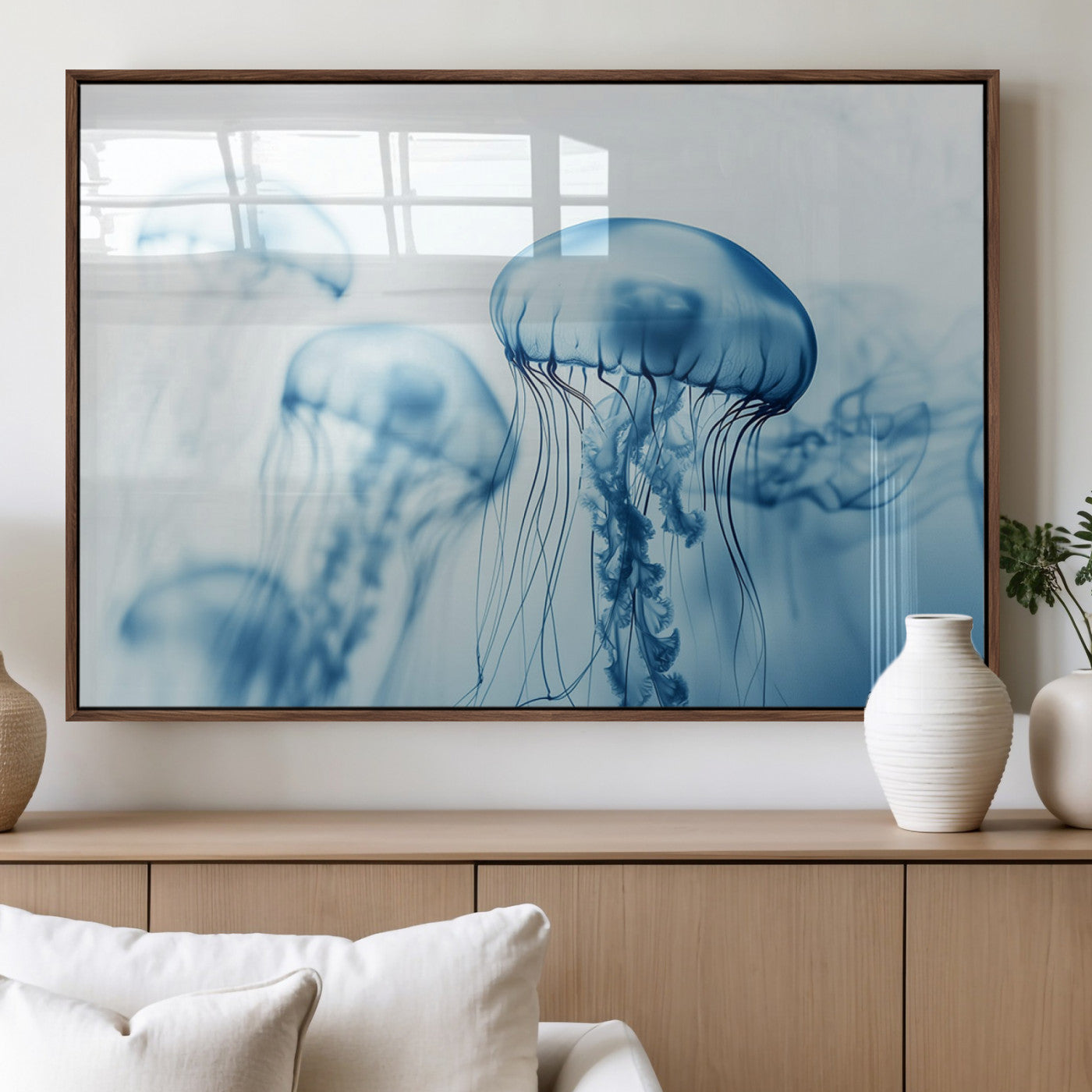 MGV-FP-60X30-3P - Blue Jellyfish Wall Art Canvas Print