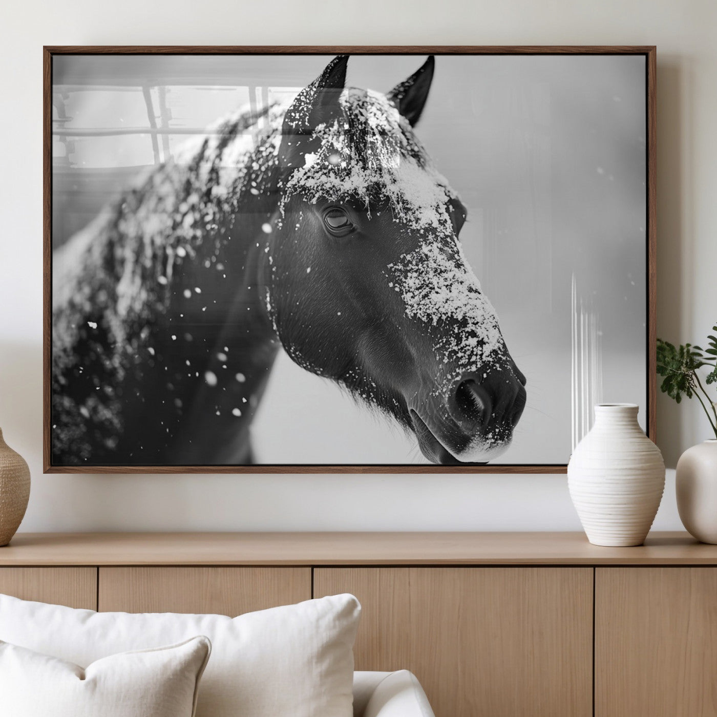 MGV-FP-60X30-3P - Horse Canvas Print - Winter Horse Snow Wall Art Canvas Print