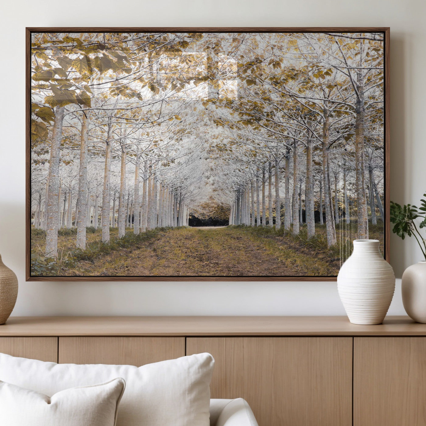 MGV-FP-36X24-3P - Forest Grove Wall Art | Serene Pathway Canvas Print | Ready to Hang and Framed Nature Wall Decor for