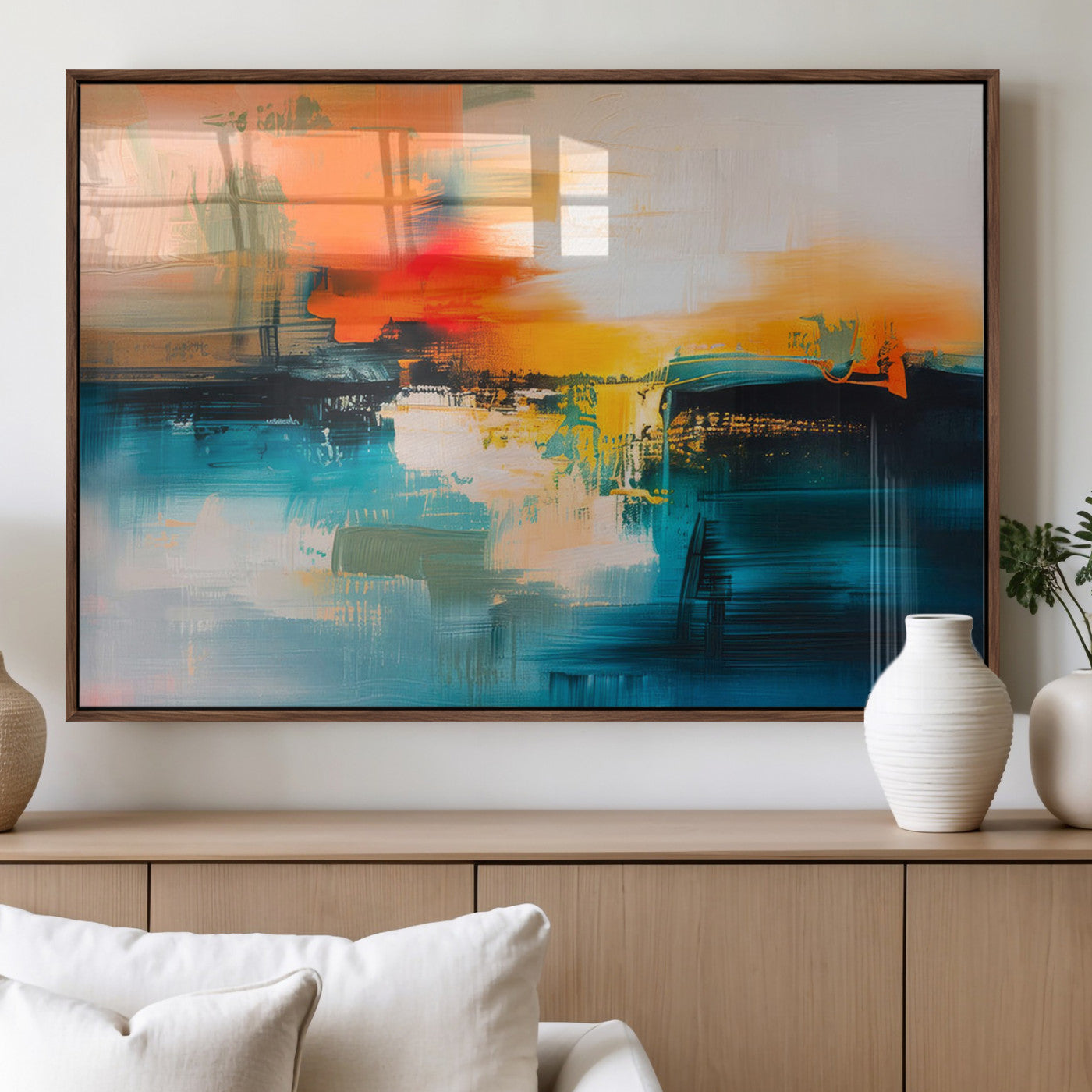 MGV-FP-36X24-3P - Colorful Abstract Wall Art | Bold Modern Canvas Print | Ready to Hang and Framed for Living Room or
