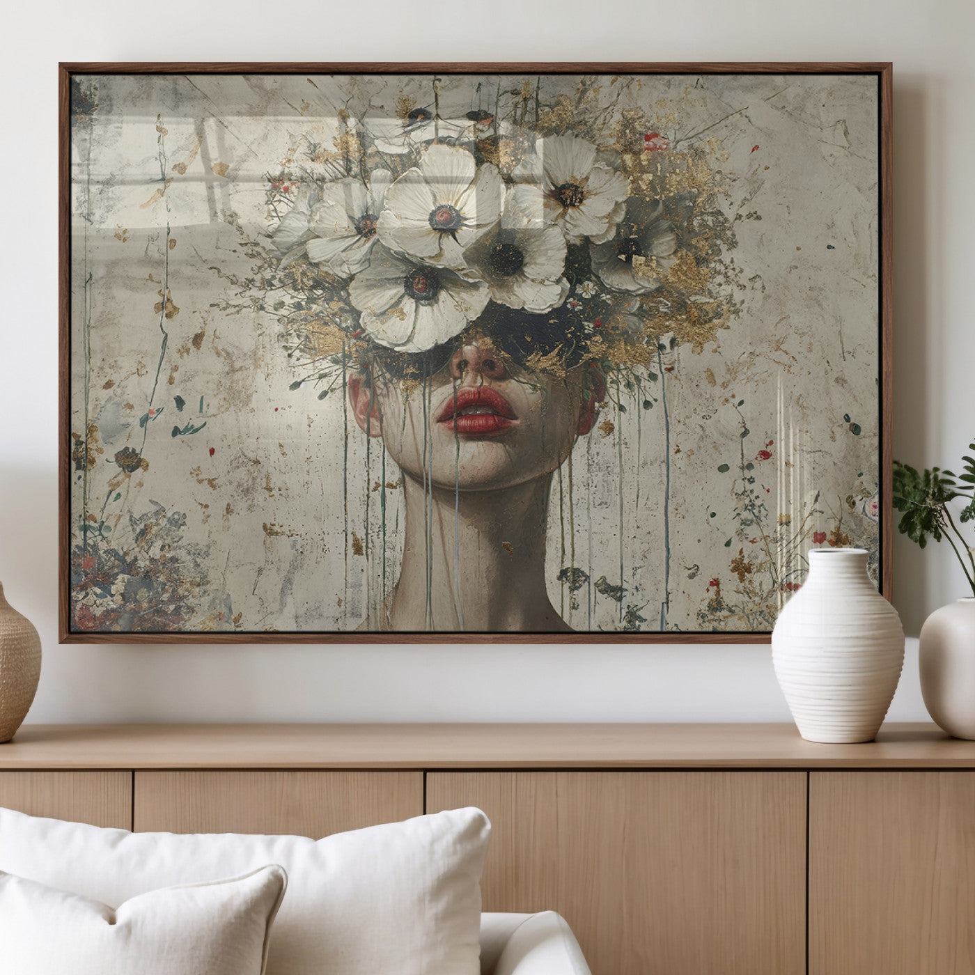 MGV-FP-60X30-3P - Abstract Floral Women Patel Wall Art Canvas Print