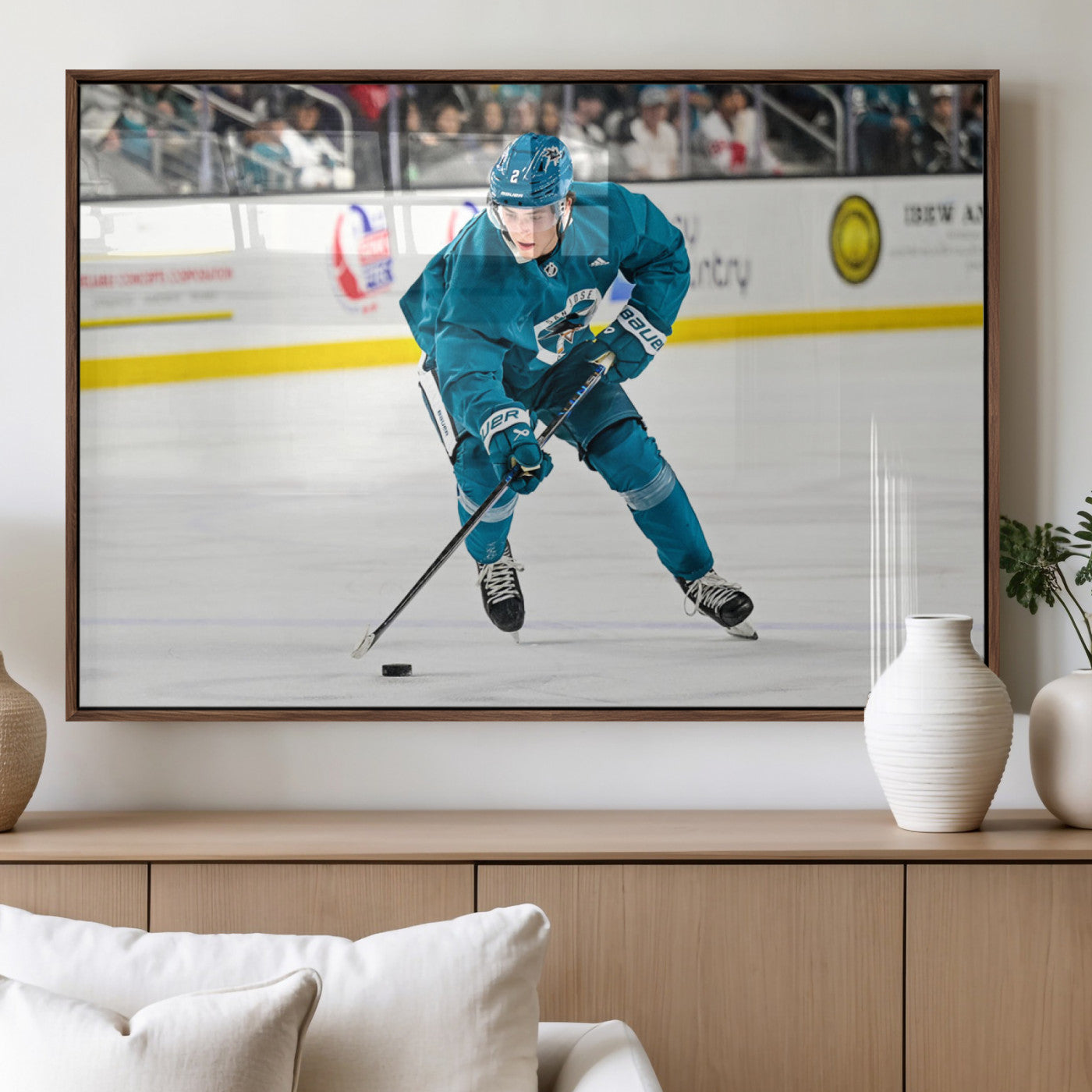 MGV-FP-60X30-3P - San Jose Sharks Ice Hockey Player Wall Art Canvas Print