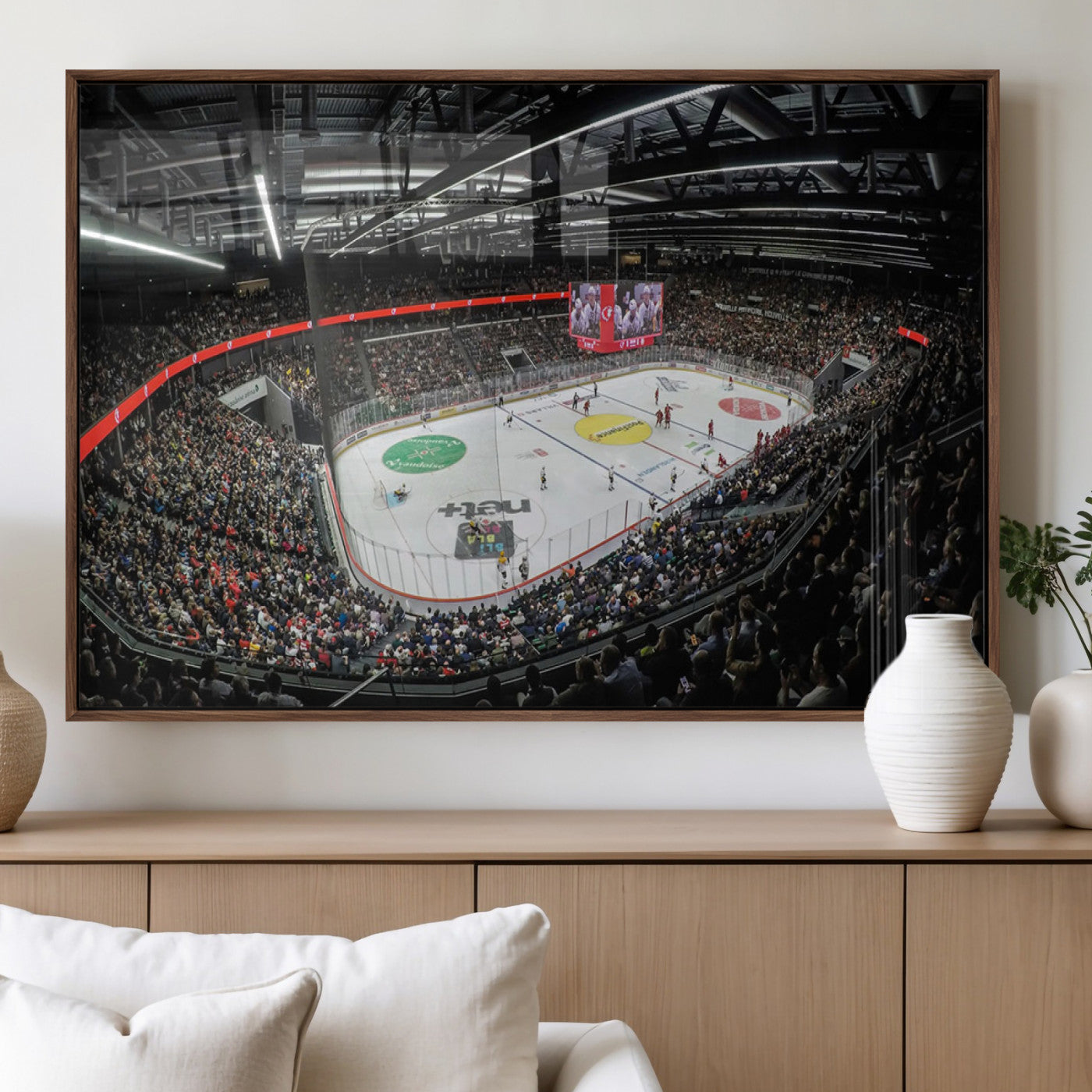 MGV-FP-60X30-3P - Vaudoise Lausanne Ice Hockey Arena Stadium Wall Art Canvas, Vaudoise Lausanne Ice Hockey Canvas