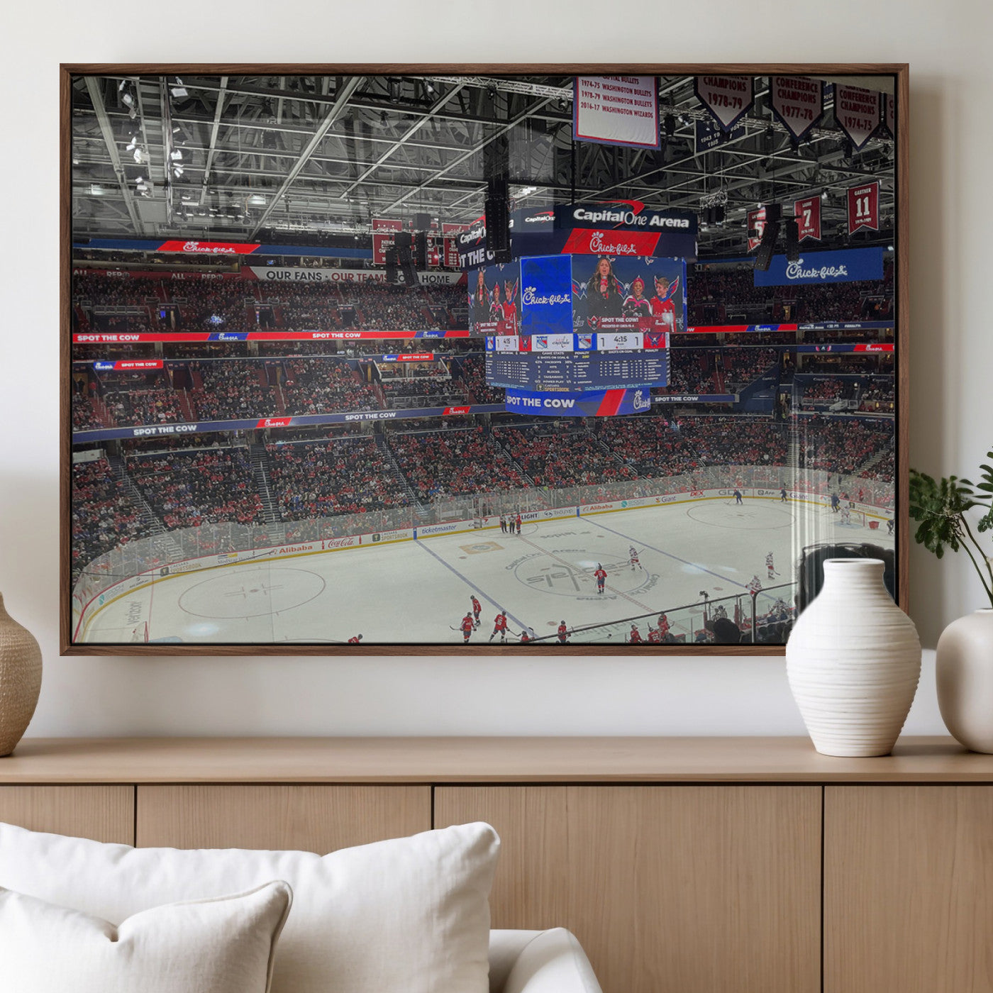 MGV-FP-60X30-3P - Washington Capitols New York Rangers Ice Hockey Game Stadium Wall Art Canvas Print