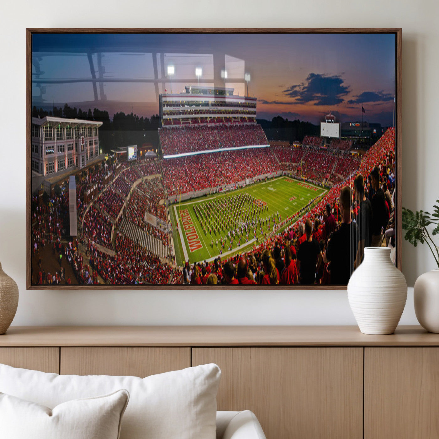 MGV-FP-60X30-3P - NC State Wolfpack Football Team Print - Raleigh Carter-Finley Stadium Wall Art Canvas Print