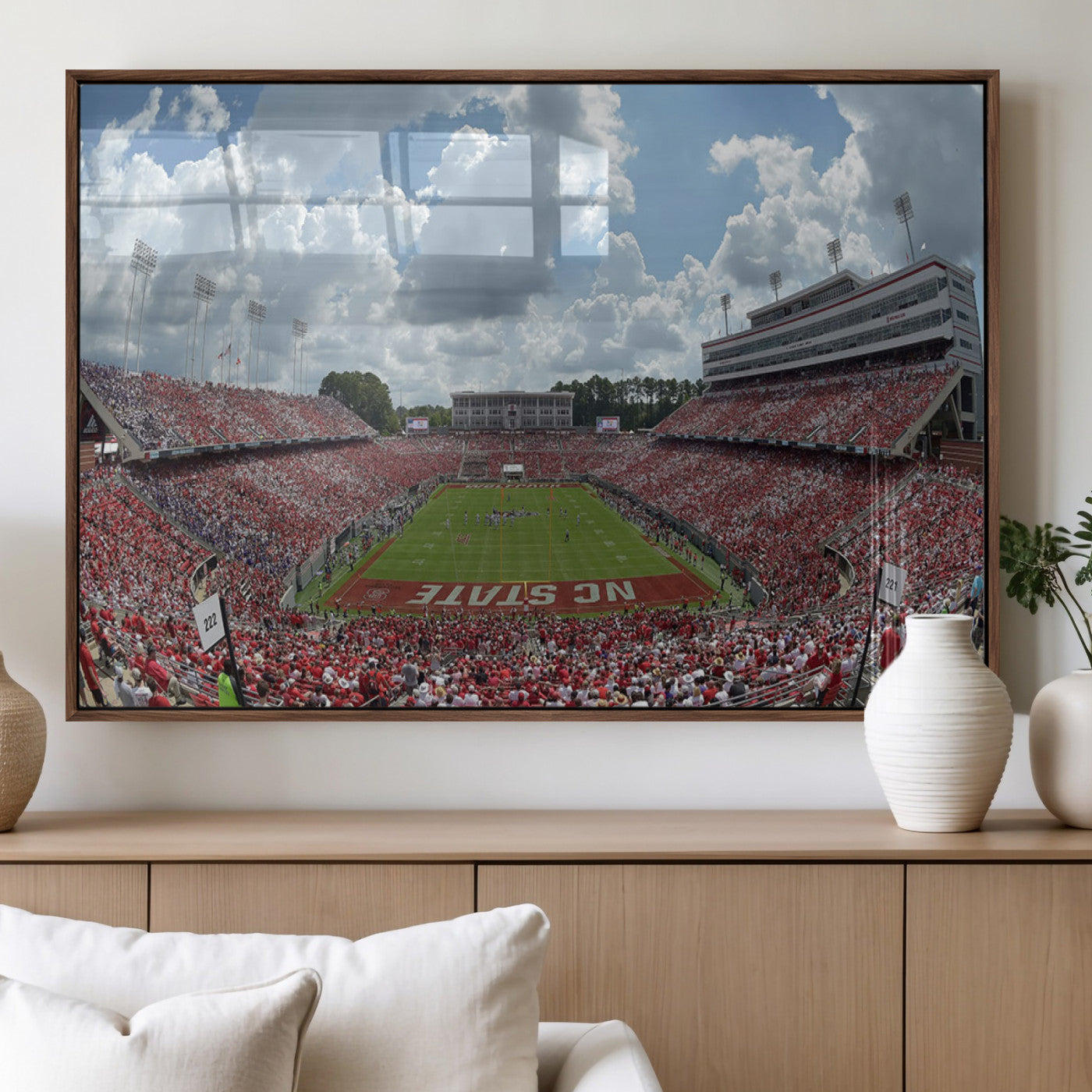MGV-FP-60X30-3P - NC State Wolfpack Football Team Print Canvas- Raleigh Carter-Finley Stadium Wall Art Canvas Print