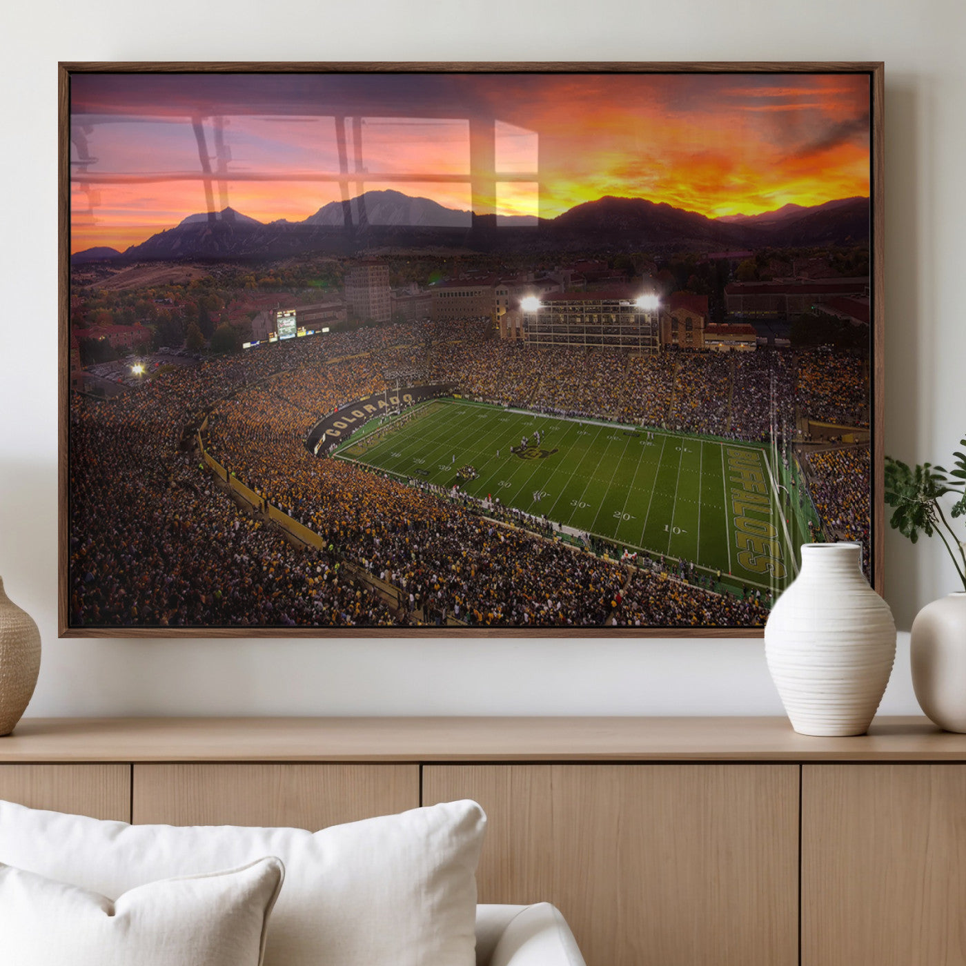 MGV-FP-60X30-3P - Colorado Buffaloes Football Team Print - Boulder Folsom Field Stadium Wall Art Canvas Print