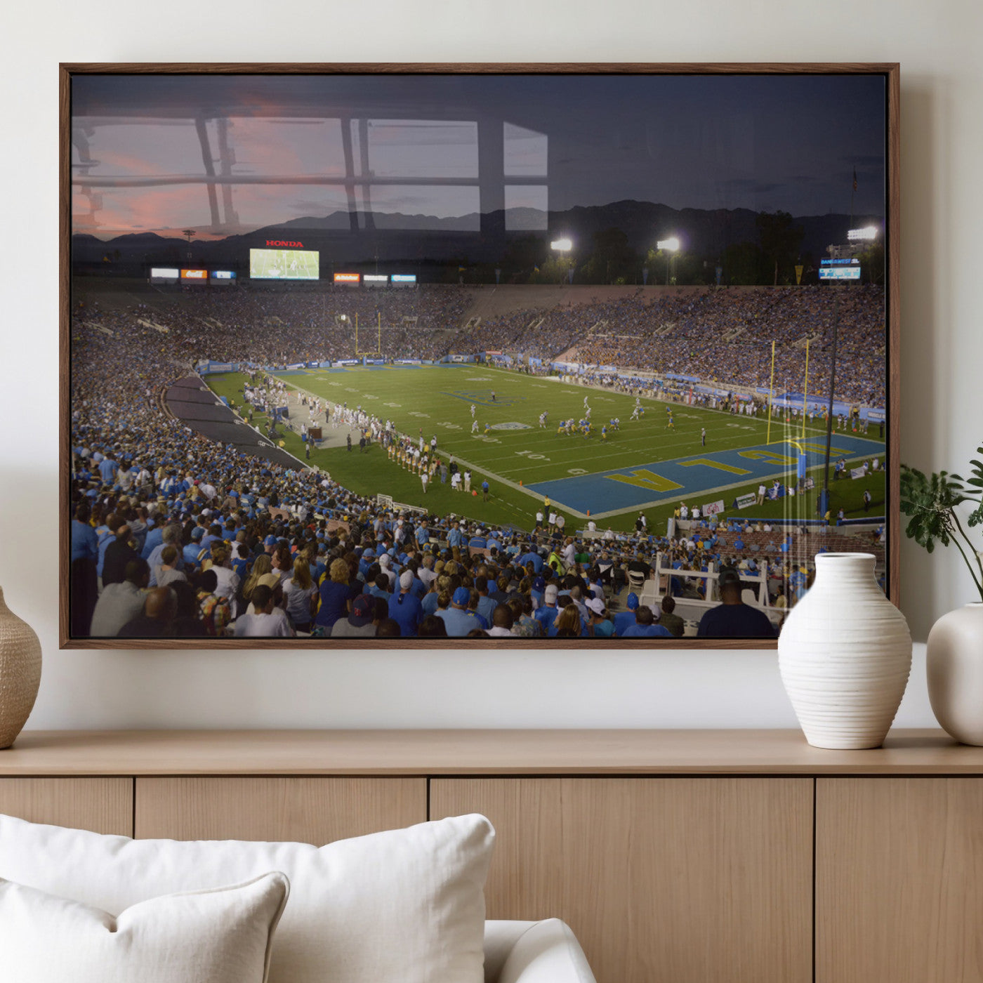 MGV-FP-60X30-3P - UCLA Bruins Football Team Print - Pasadena Rose Bowl Stadium Wall Art Canvas Print