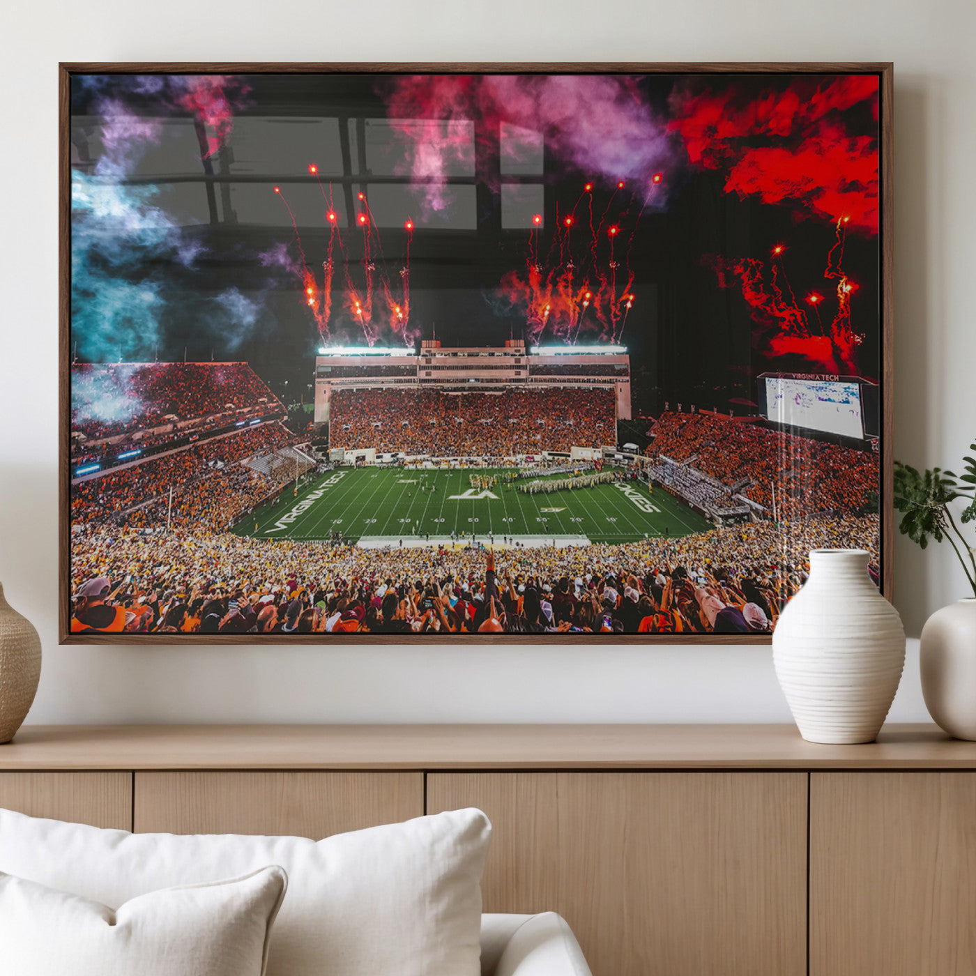 MGV-FP-60X30-3P - Virginia Tech Hokies Football Team Print - Blacksburg Lane Stadium Wall Art Canvas Print