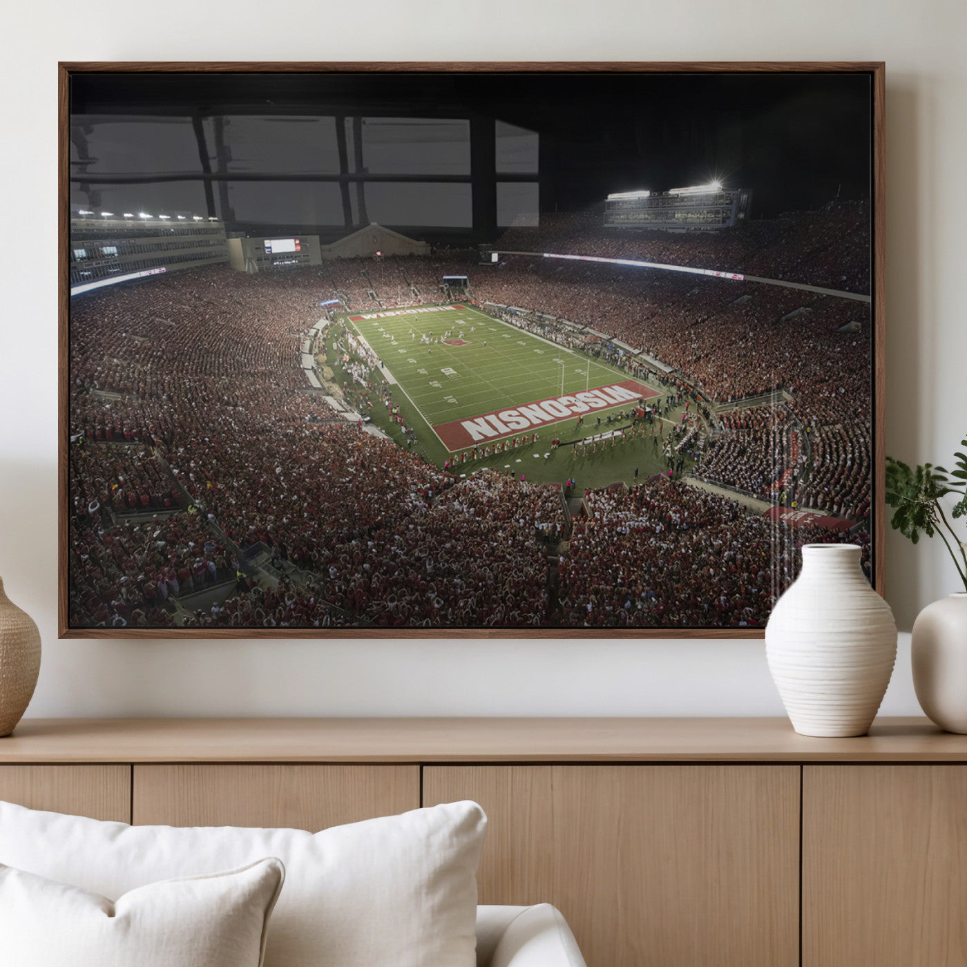 MGV-FP-60X30-3P - Wisconsin Badgers Football Team Print - Madison Camp Randall Stadium Wall Art Canvas Print