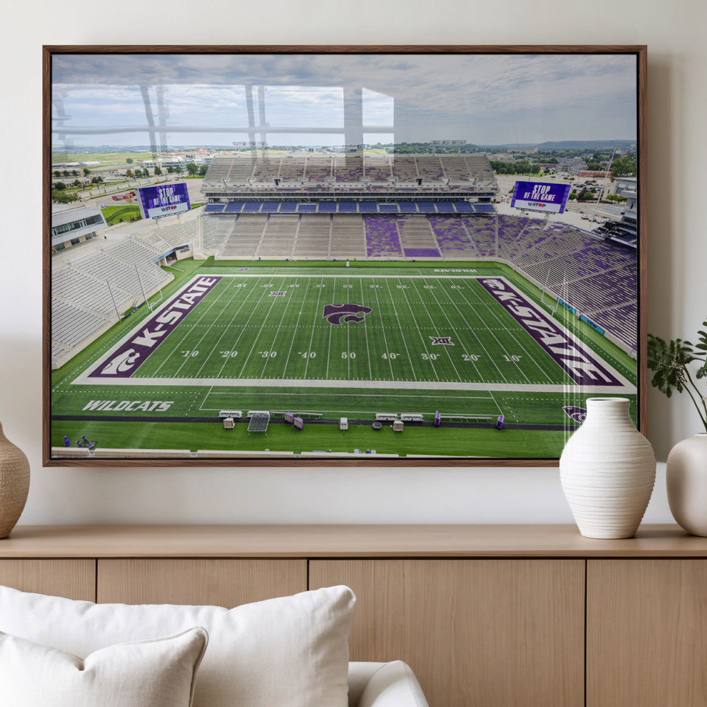 MGV-FP-60X30-3P - KState Wildcats Football Team Print - Manhattan Bill Snyder Family Football Stadium Wall Art Canvas