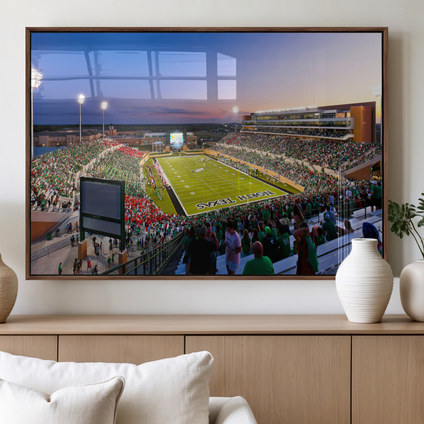 MGV-FP-60X30-3P - University of North Texas Mean Green Football Team Print - Denton DATCU Stadium Wall Art Canvas
