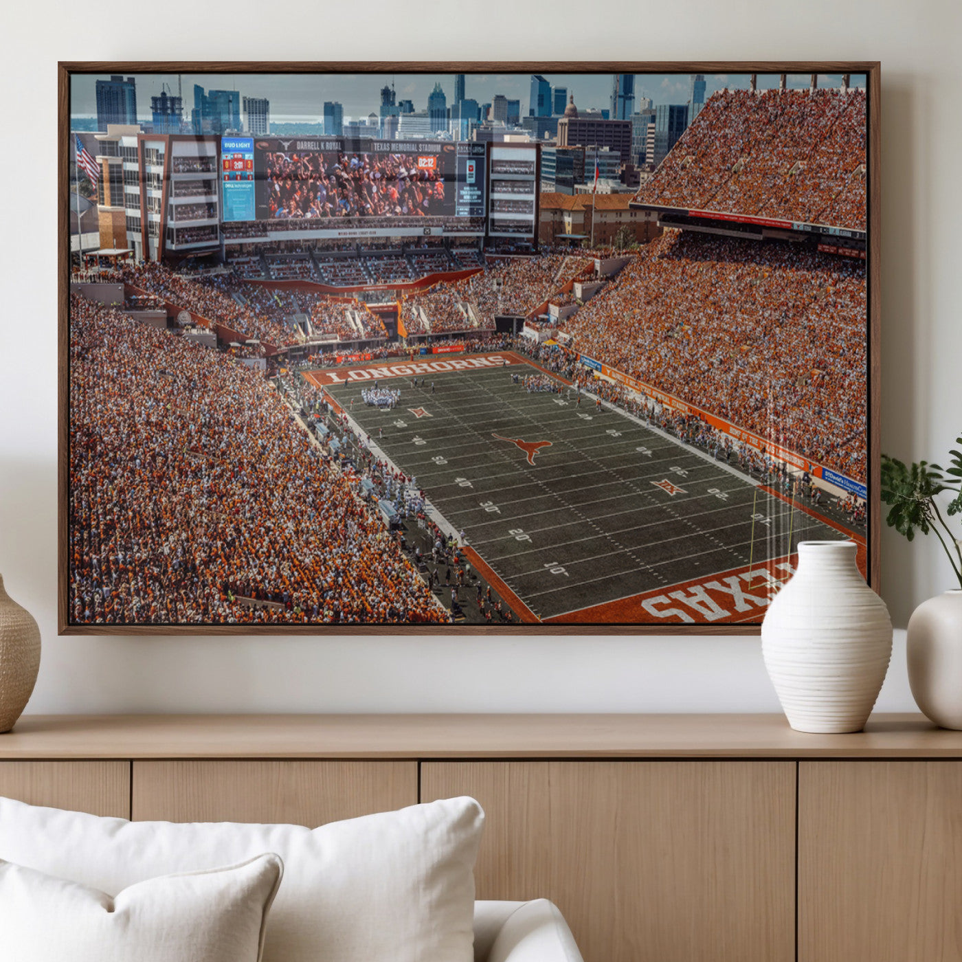 MGV-FP-60X30-3P - University of Texas Longhorns Football Team Print - Austin Darrell K Royal-Texas Memorial Stadium