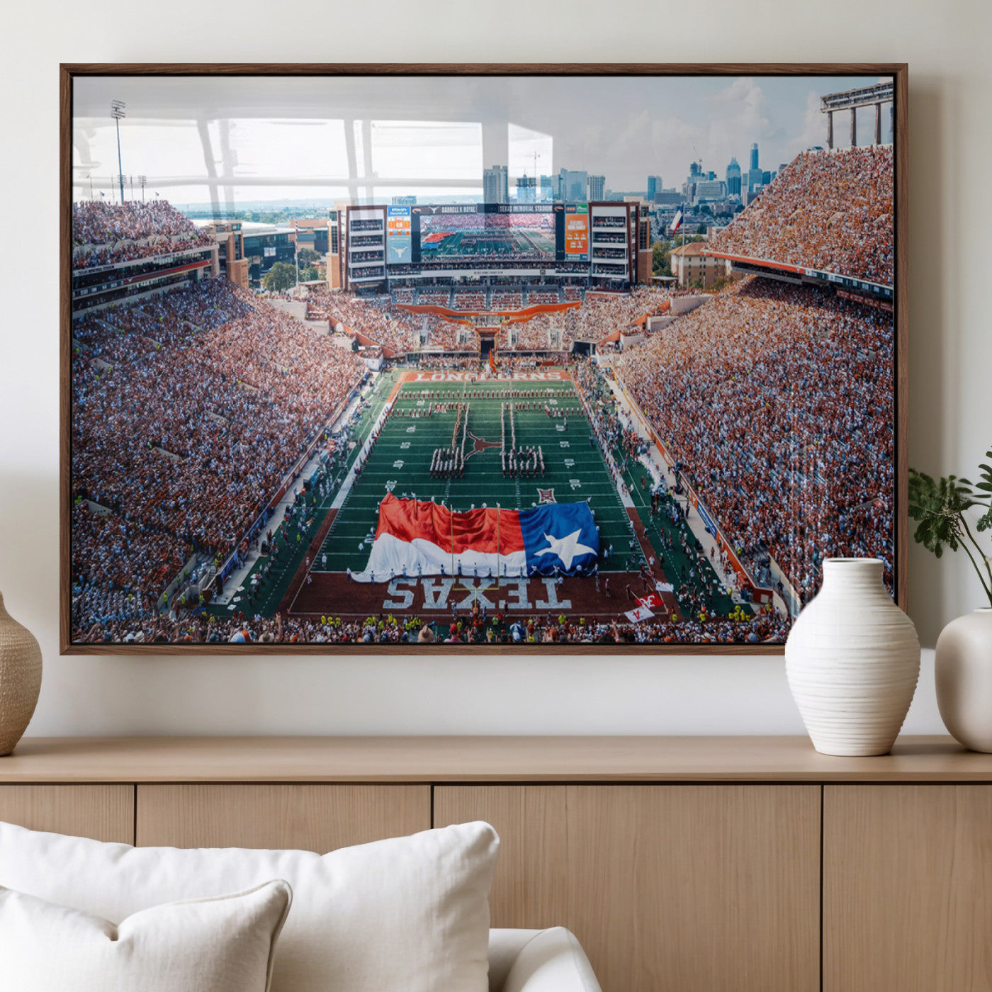 MGV-FP-60X30-3P - University of Texas Longhorns Football Team Canvas Print - Austin Darrell K Royal-Texas Memorial