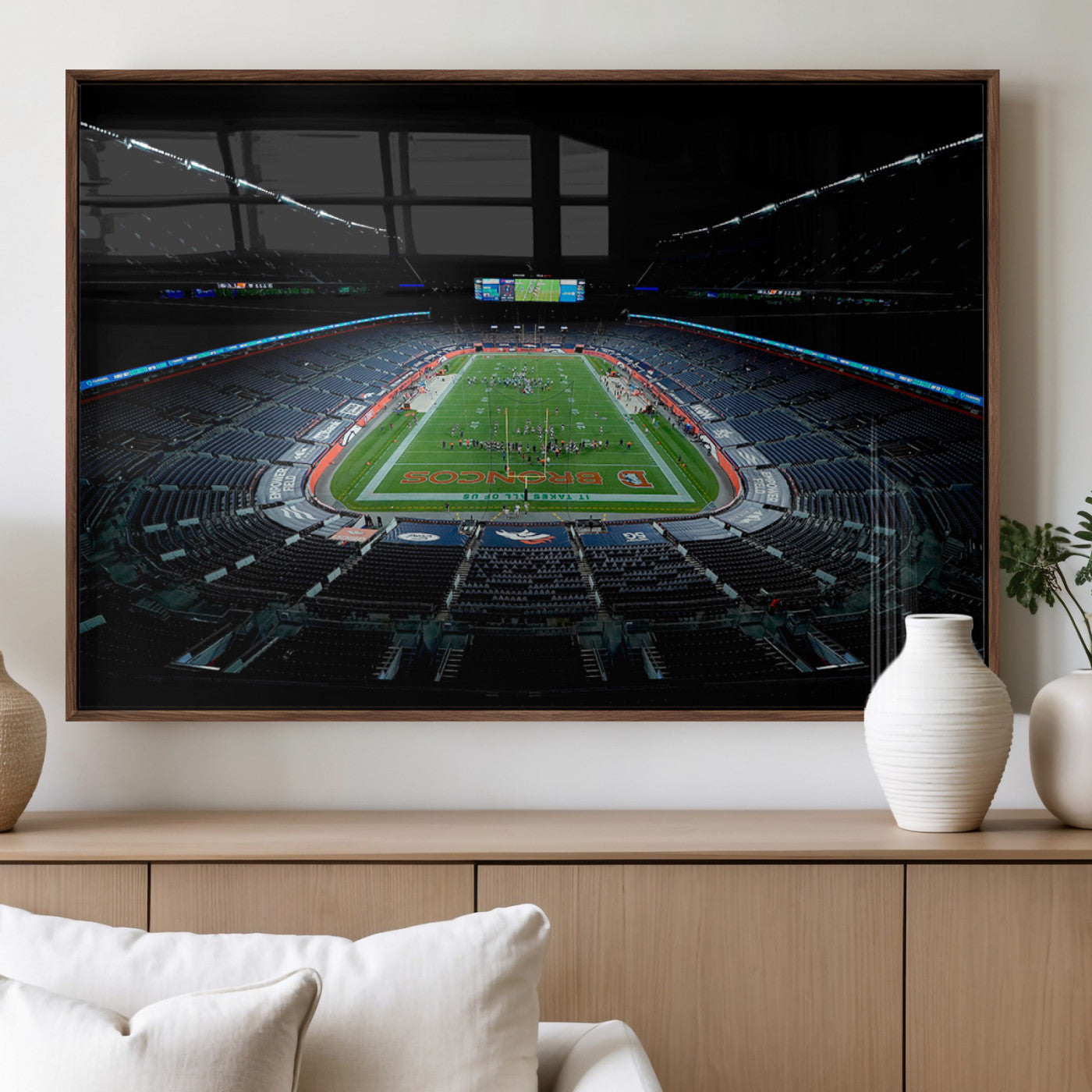 MGV-FP-60X30-3P - Denver Broncos Football Team Print Canvas- Denver Empower Field at Mile High Stadium Wall Art Canvas