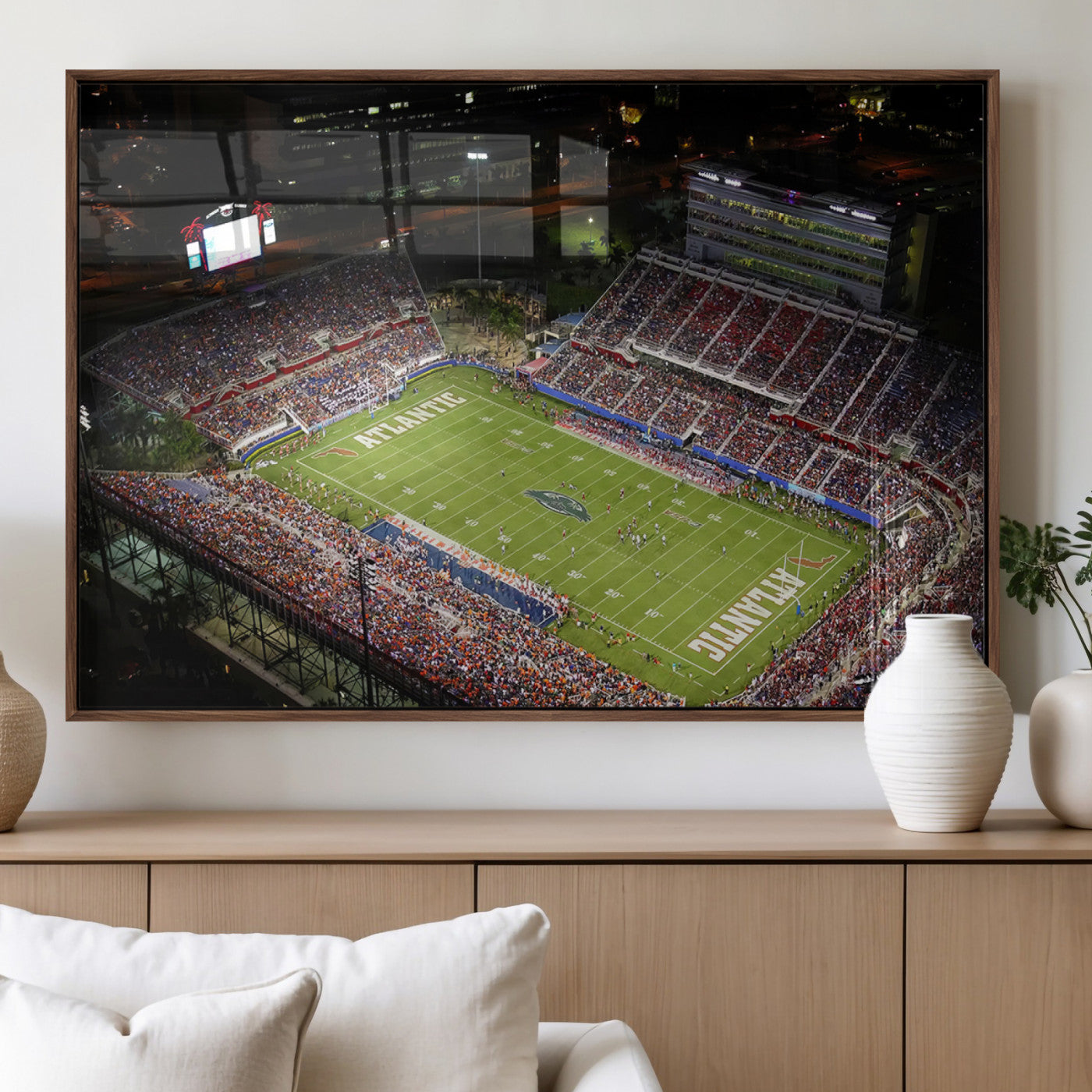 MGV-FP-60X30-3P - Florida Atlantic University Owls Canvas Print, Football Team Print - Boca Raton FAU Stadium Wall Art