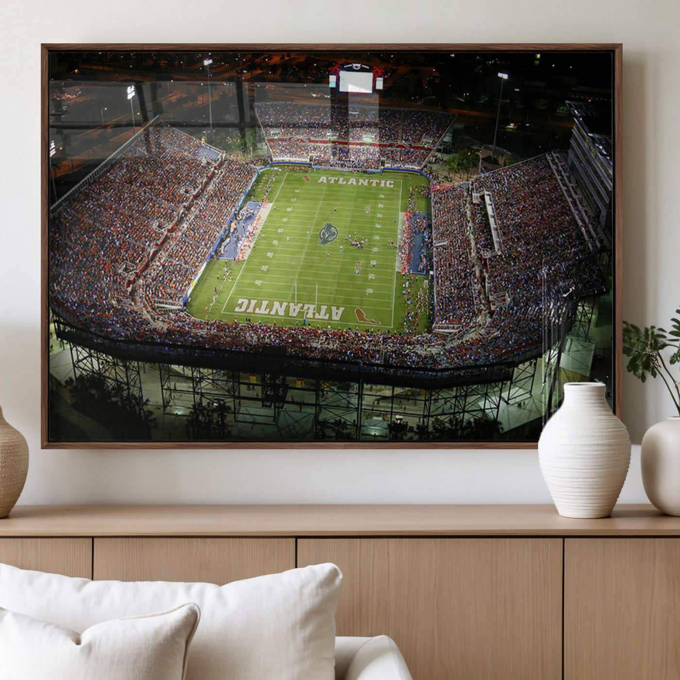 MGV-FP-60X30-3P - Florida Atlantic University Owls Football Team Print - Boca Raton FAU Stadium Wall Art Canvas Print