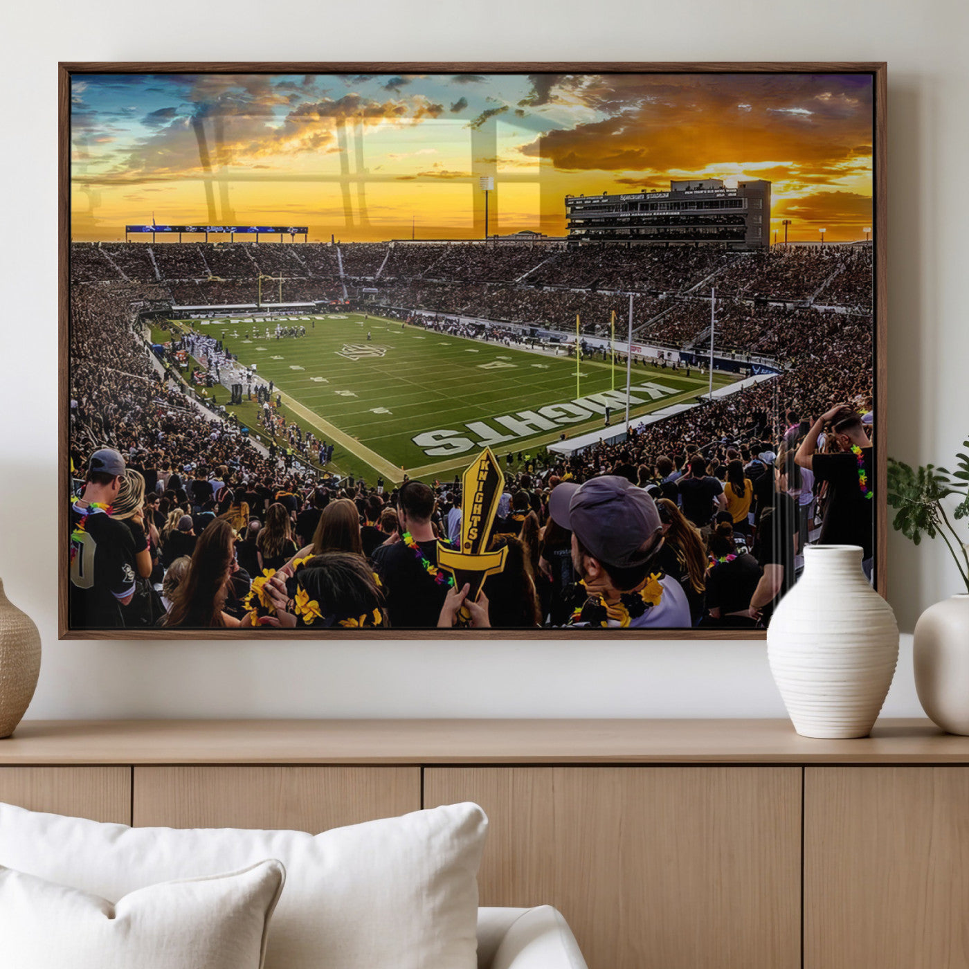 MGV-FP-60X30-3P - UCF Knights Football Team Print - Orlando FBC Mortgage Stadium, UCF Knights Wall Art Canvas Print