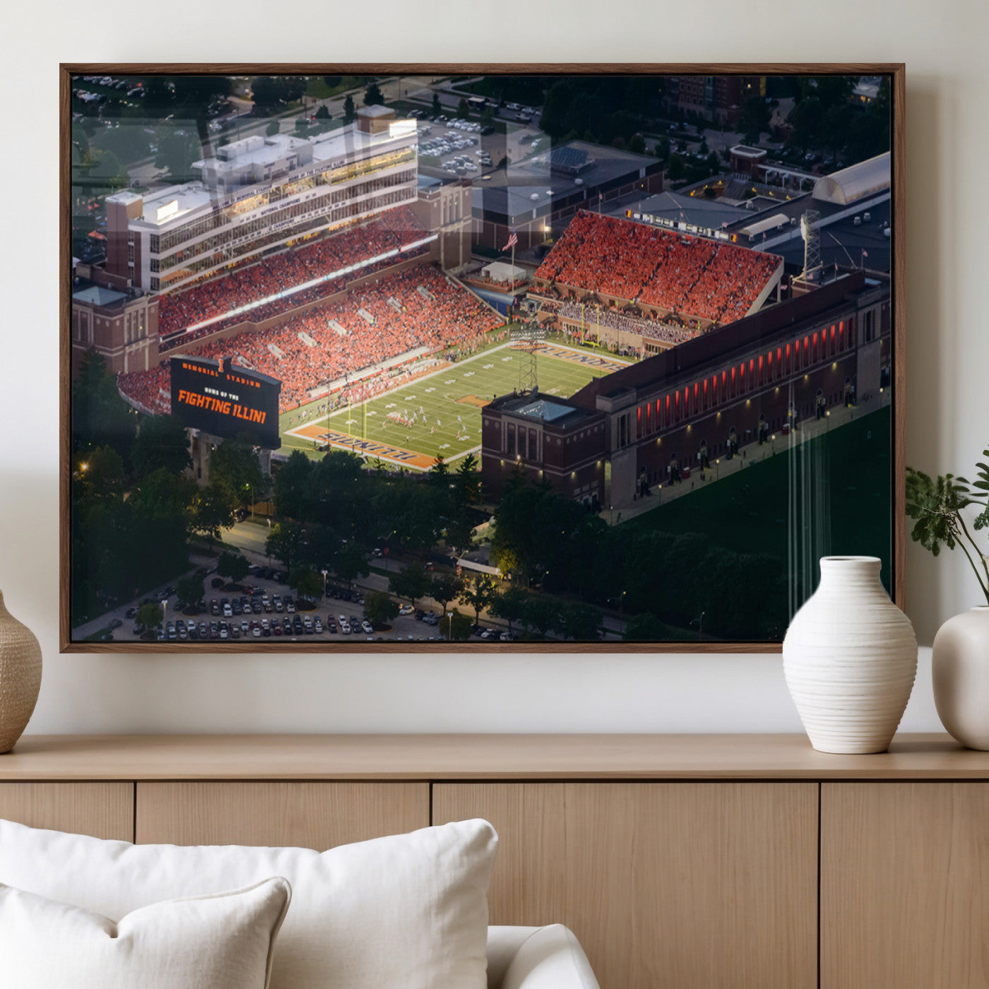 MGV-FP-60X30-3P - University of Illinois Fighting Illini Football Team Print - Champaign Illinois Memorial Stadium