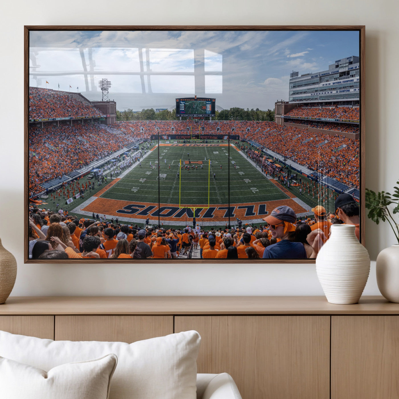 MGV-FP-60X30-3P - University of Illinois Fighting Illini Football Team Print Canvas - Champaign Illinois Memorial