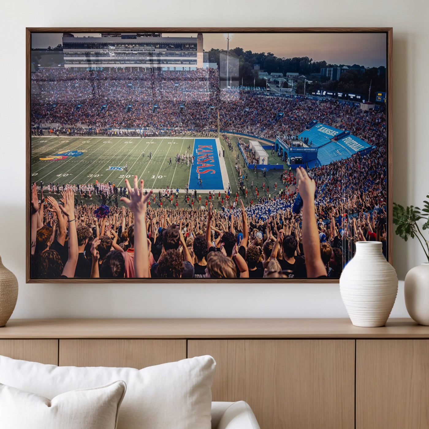 MGV-FP-60X30-3P - University of Kansas Jayhawks Football Team Art Print - Lawrence Kansas Memorial Stadium Wall Art