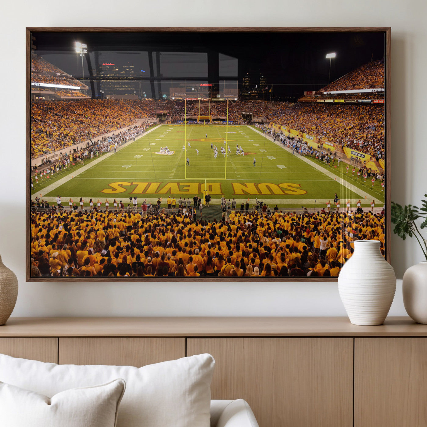 MGV-FP-60X30-3P - ASU Sun Devils Football Team Print - Phoenix Mountain America Stadium Wall Art Canvas Print