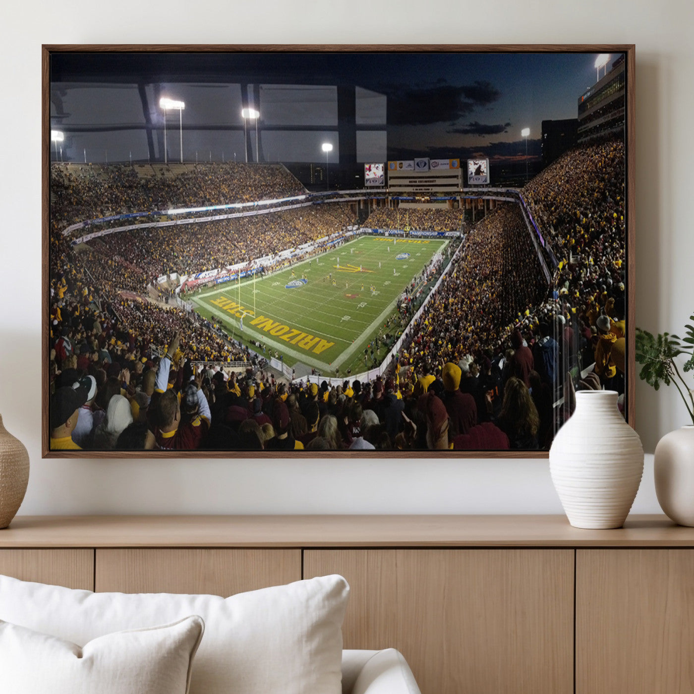 MGV-FP-60X30-3P - ASU Sun Devils Football Team Print Canvas - Phoenix Mountain America Stadium Wall Art Canvas Print