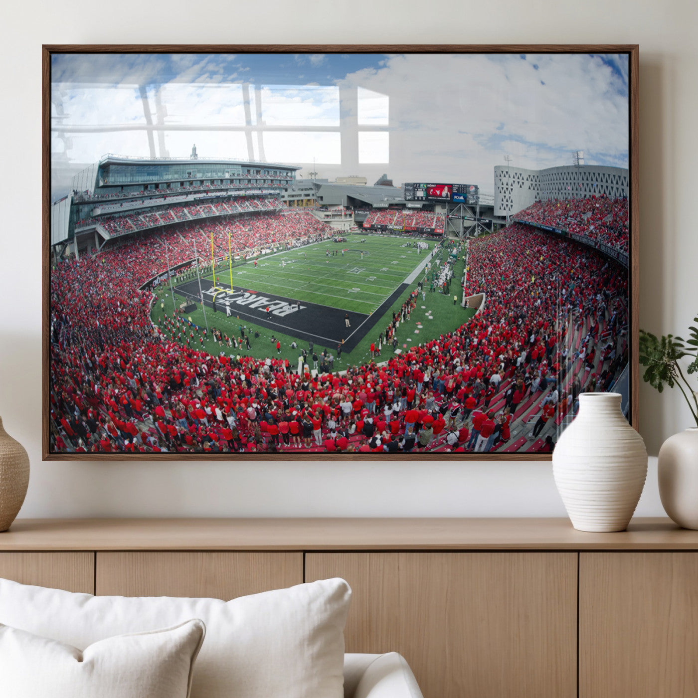 MGV-FP-60X30-3P - Cincinnati Bearcats Football Team Print - Nippert Stadium Wall Art Canvas Print