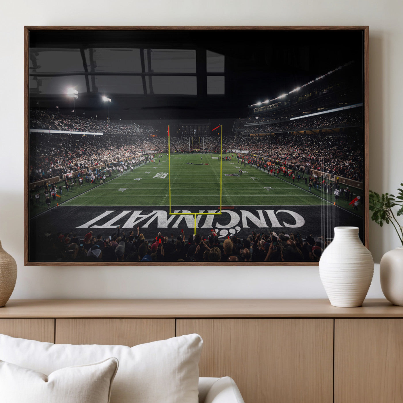 MGV-FP-60X30-3P - Cincinnati Bearcats Football Team Print - Nippert Stadium Wall Art Canvas Print