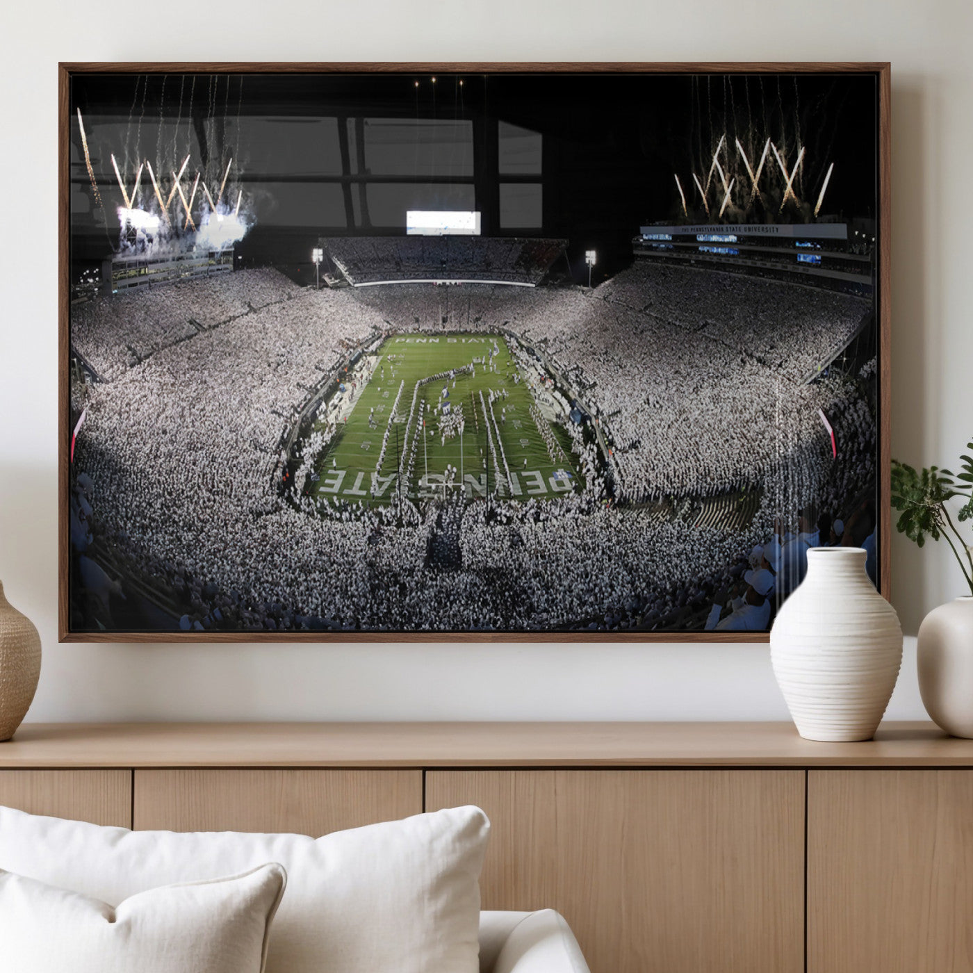 84537-MGV-FP-60X30-3P_Walnut-Penn State Beaver Stadium Canvas Wall Art - Nittany Lions Football Print