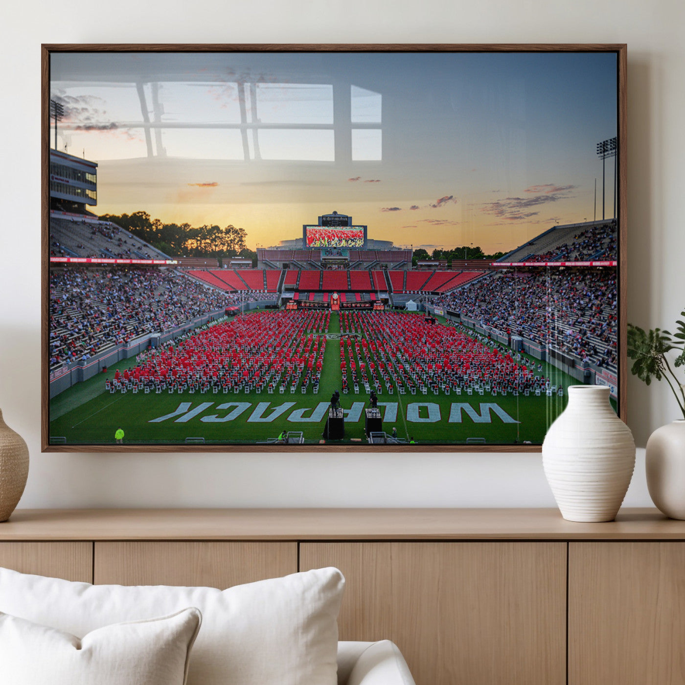 MGV-FP-60X30-3P - NC State Wolfpack Football Team Print Wall Art - Raleigh Carter-Finley Stadium Wall Art Canvas Print