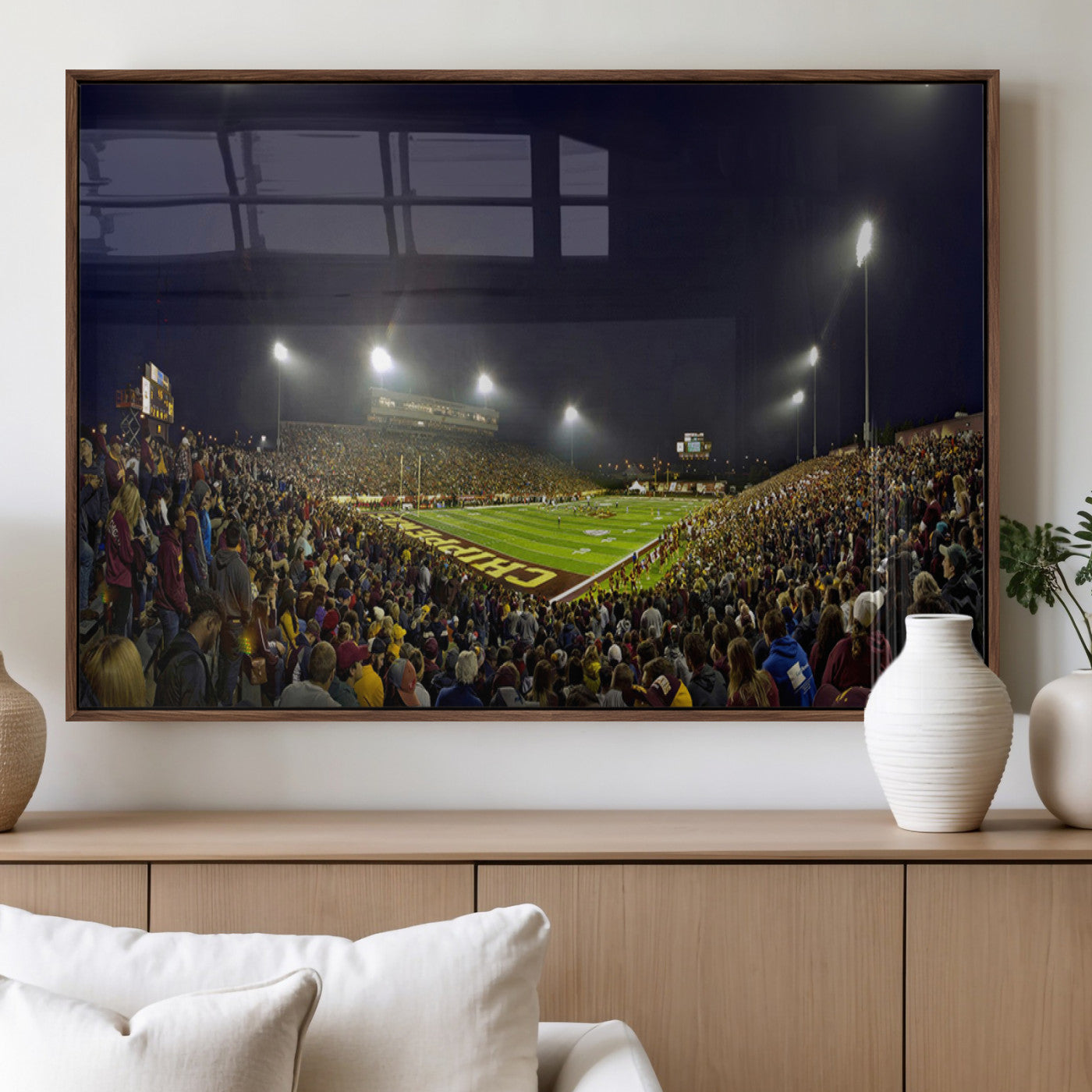 MGV-FP-60X30-3P - Central Michigan University Chippewas Canvas Wall Art, Football Team Print - Mount Pleasant