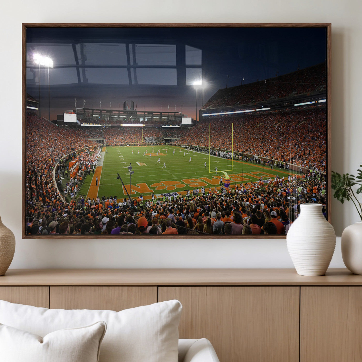 MGV-FP-60X30-3P - Clemson University Tigers Art Print, Football Team Print - Clemson Memorial Stadium Wall Art Canvas