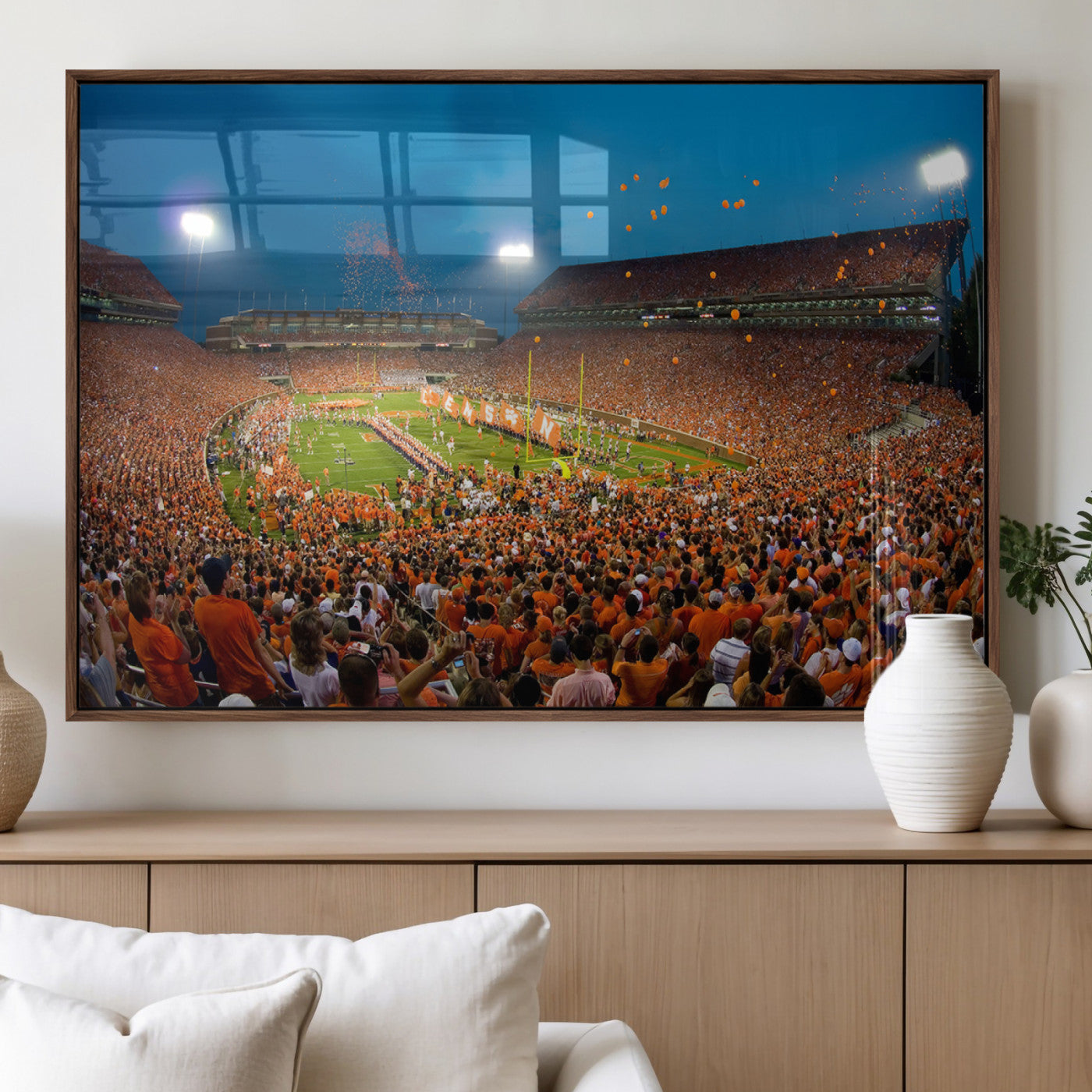 MGV-FP-60X30-3P - Clemson University Tigers Football Team Print - Clemson Memorial Stadium Wall Art Canvas Print