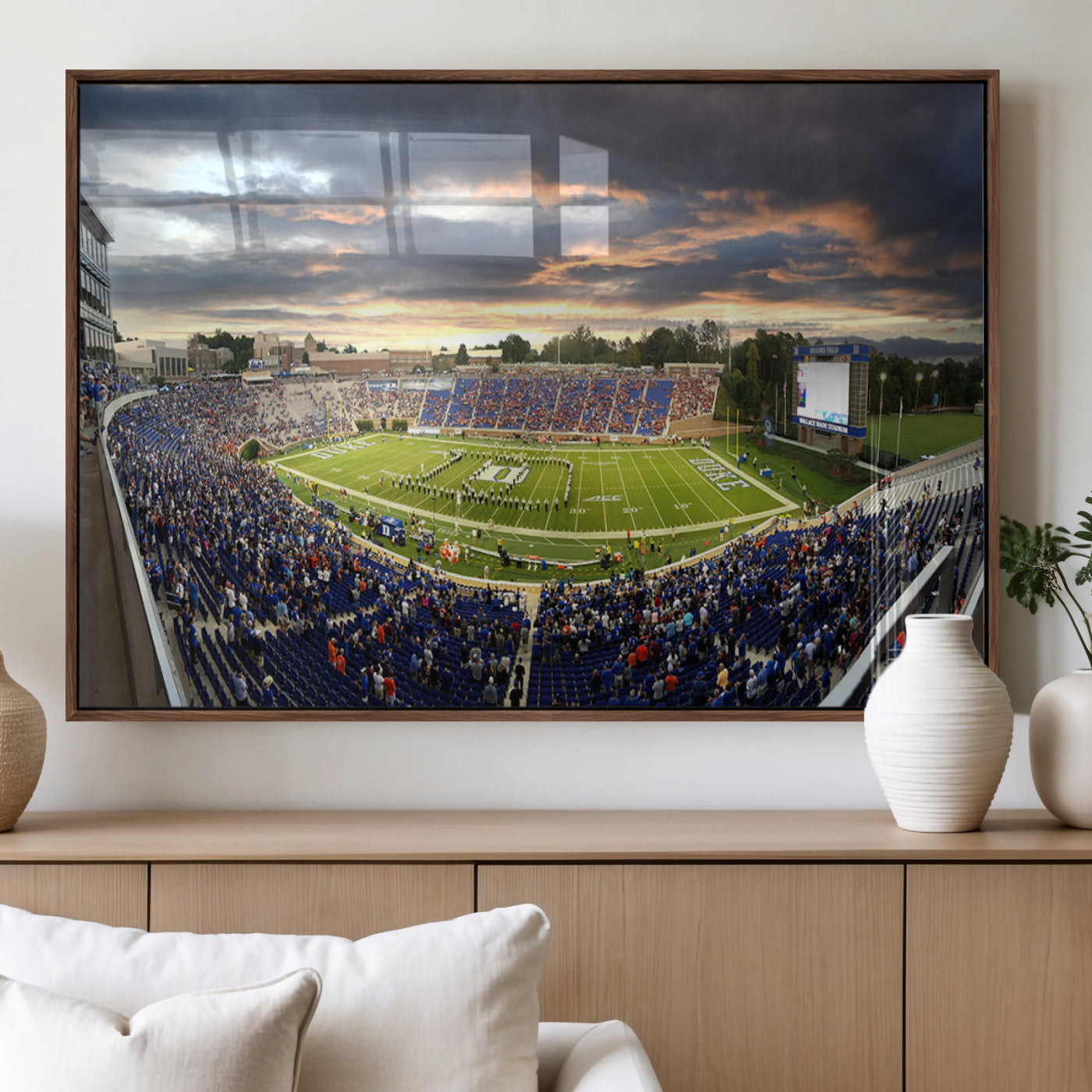 MGV-FP-60X30-3P - Duke University Blue Devils Football Team Print - Durham Wallace Wade Stadium Wall Art Canvas Print