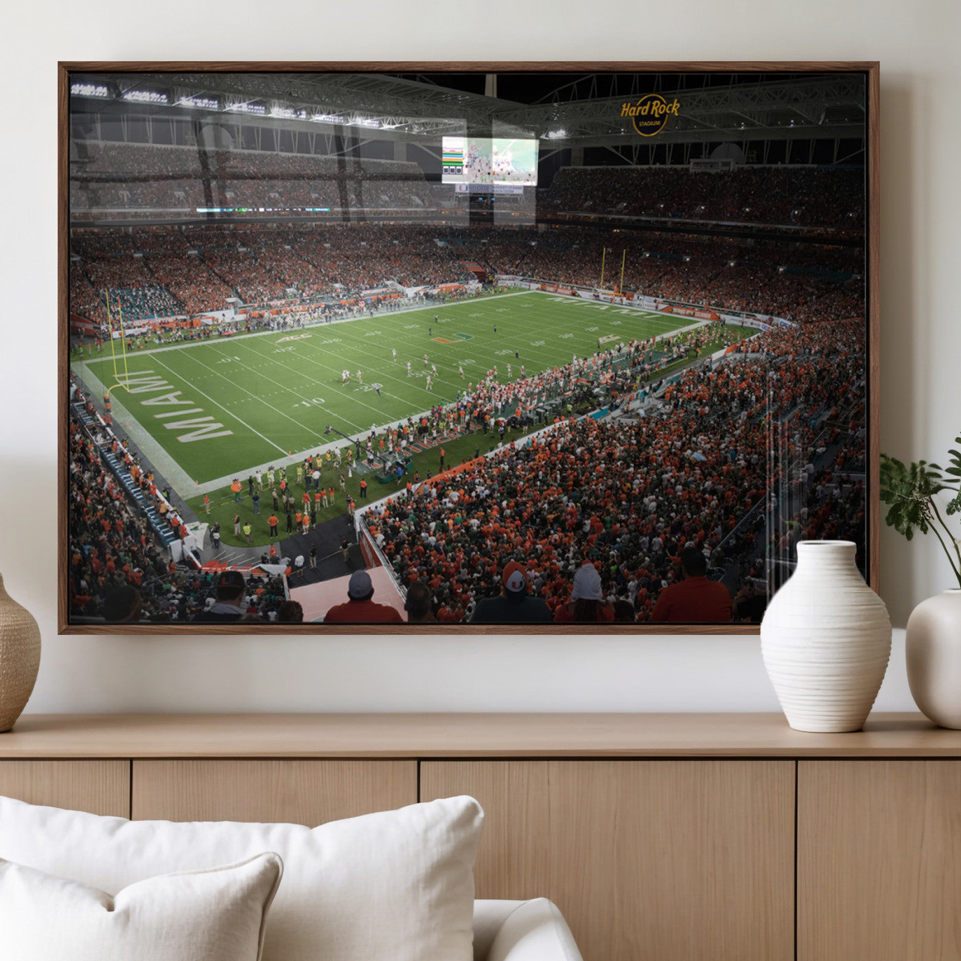 MGV-FP-60X30-3P - Miami Hurricanes Football Team Print Canvas- Miami Hard Rock Stadium Wall Art Canvas Print