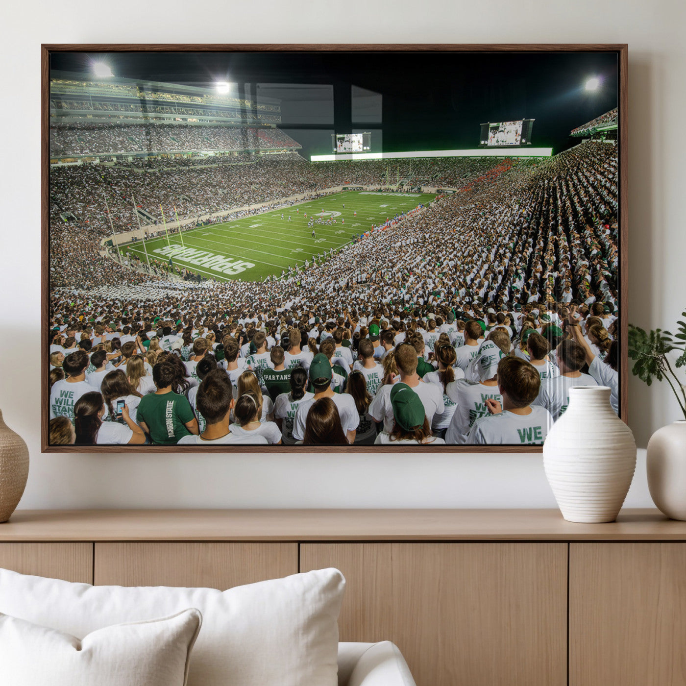 MGV-FP-60X30-3P - Michigan State Spartans Football Canvas Print - East Lansing Spartan Stadium Wall Art Canvas Print
