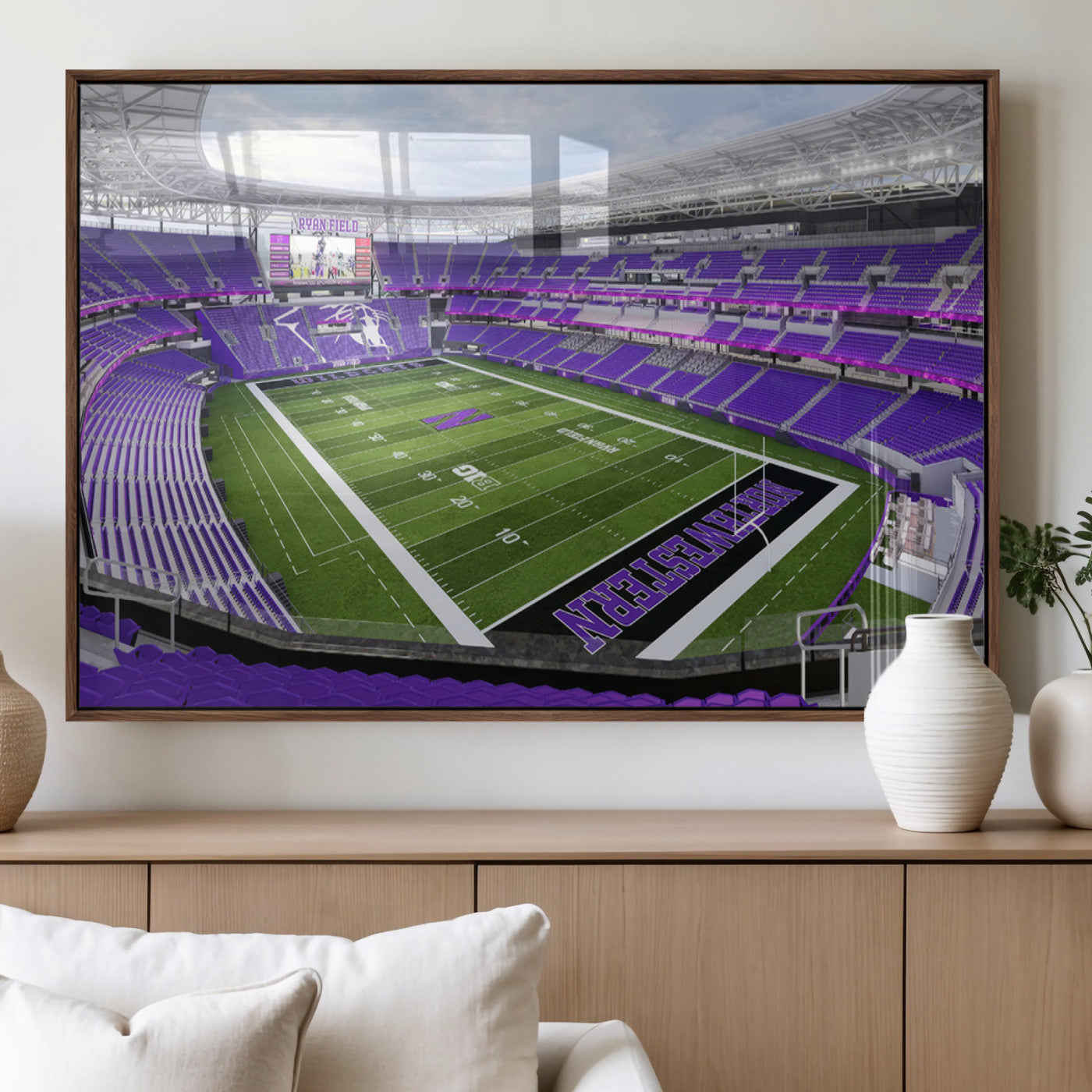 MGV-FP-60X30-3P - Northwestern University Wildcats Football Team Print - Evanston Ryan Field Wall Art Canvas Print