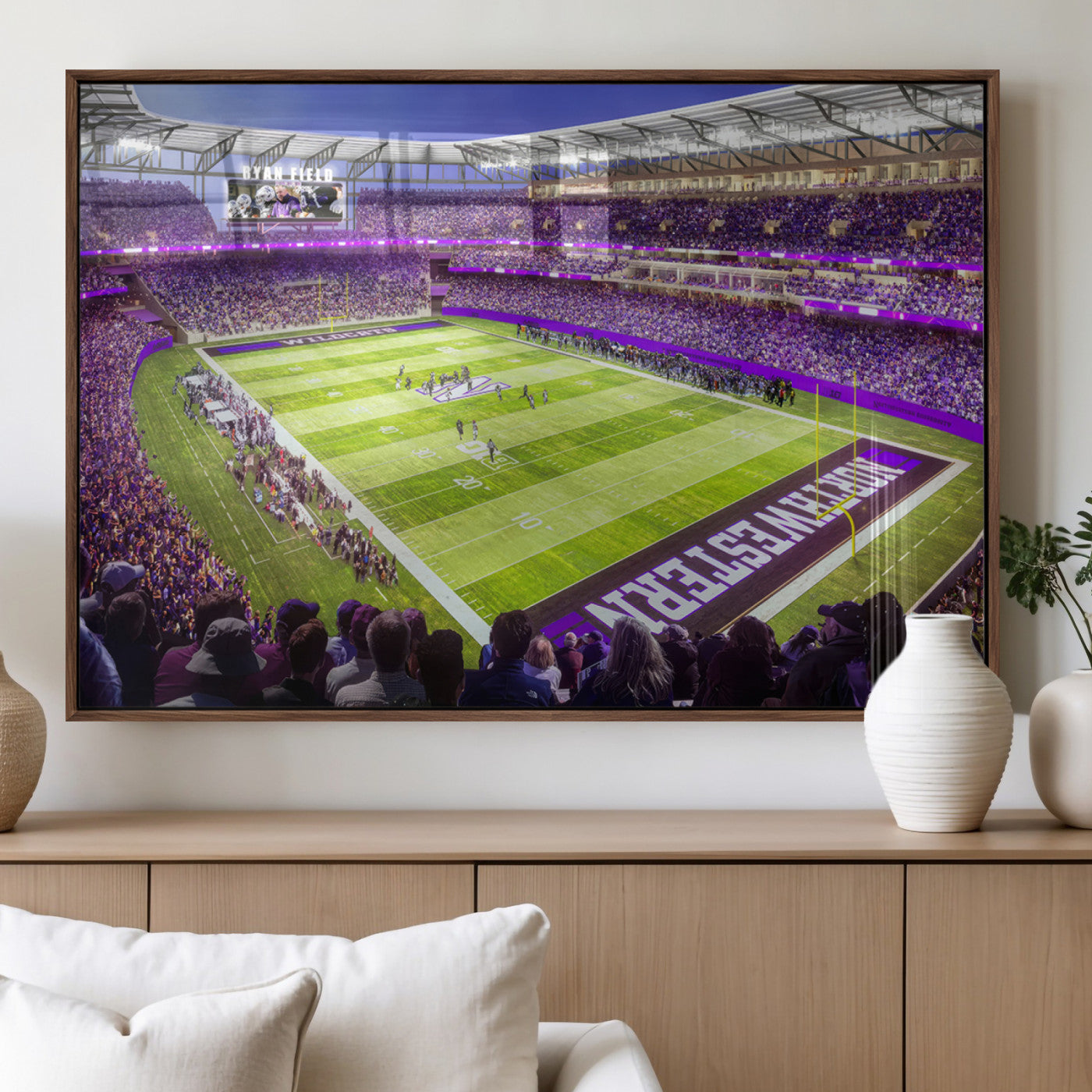 MGV-FP-60X30-3P - Northwestern University Wildcats Football Team Print - Evanston Ryan Field Wall Art Canvas Print
