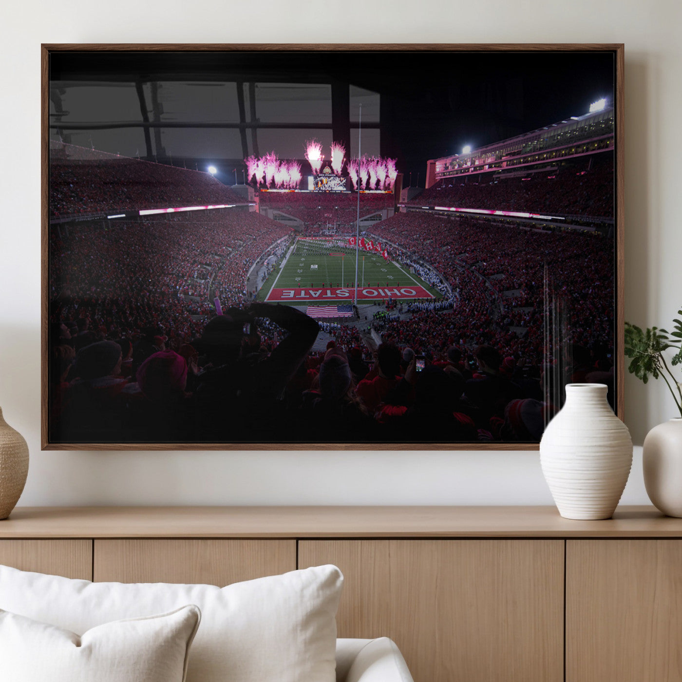 MGV-FP-60X30-3P - Ohio State University Buckeyes Football Team Print - Columbus Ohio Stadium Wall Art Canvas Print